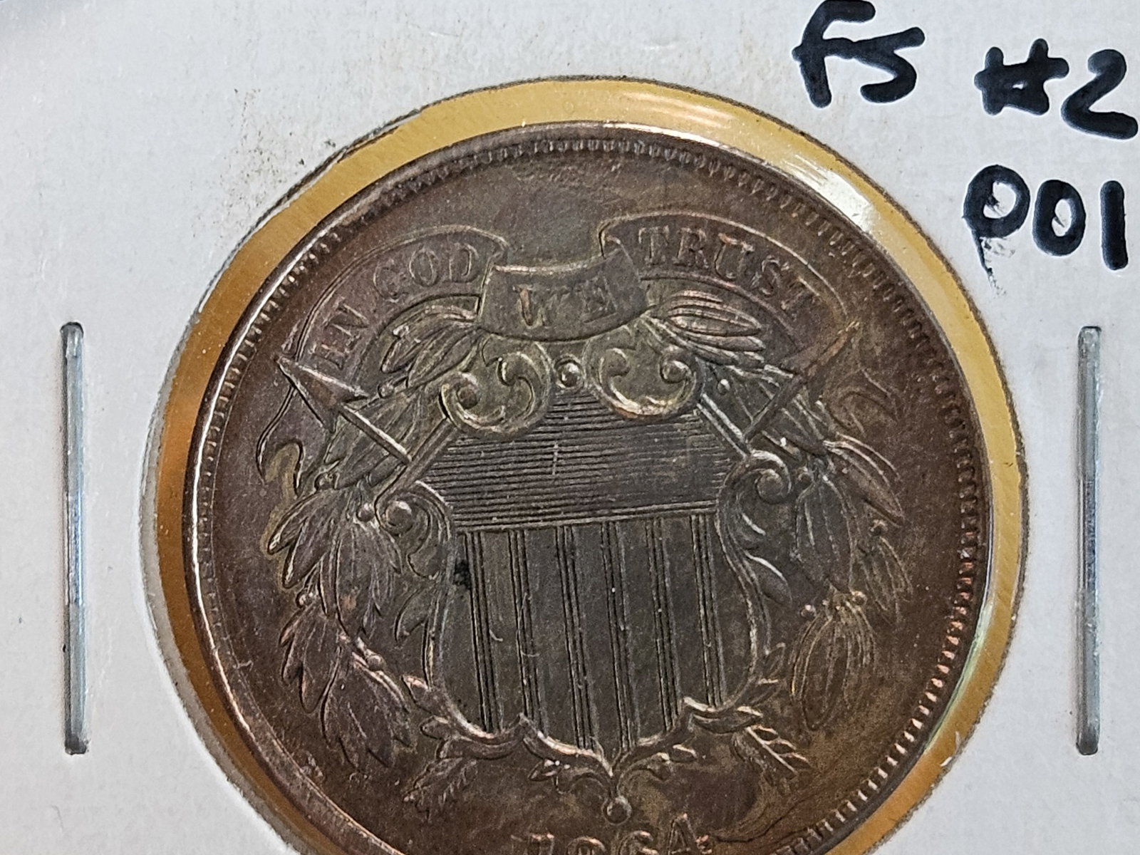 VARIETY! Bright AU-BU Red-Brown 1864 Two Cent piece - 5