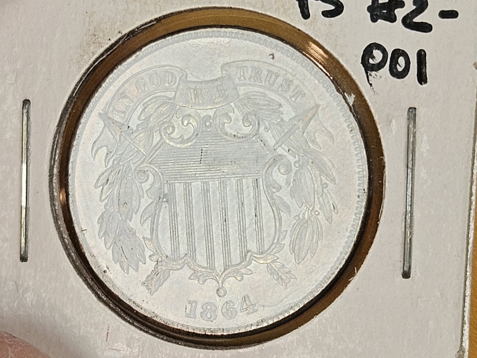 VARIETY! Bright AU-BU Red-Brown 1864 Two Cent piece - 6