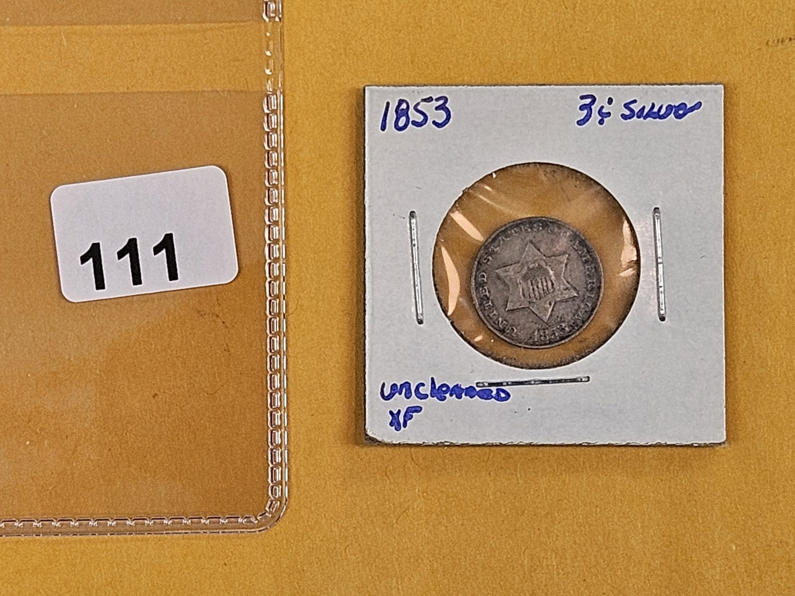 1853 Three Cent Silver Trime in Extra Fine - 2