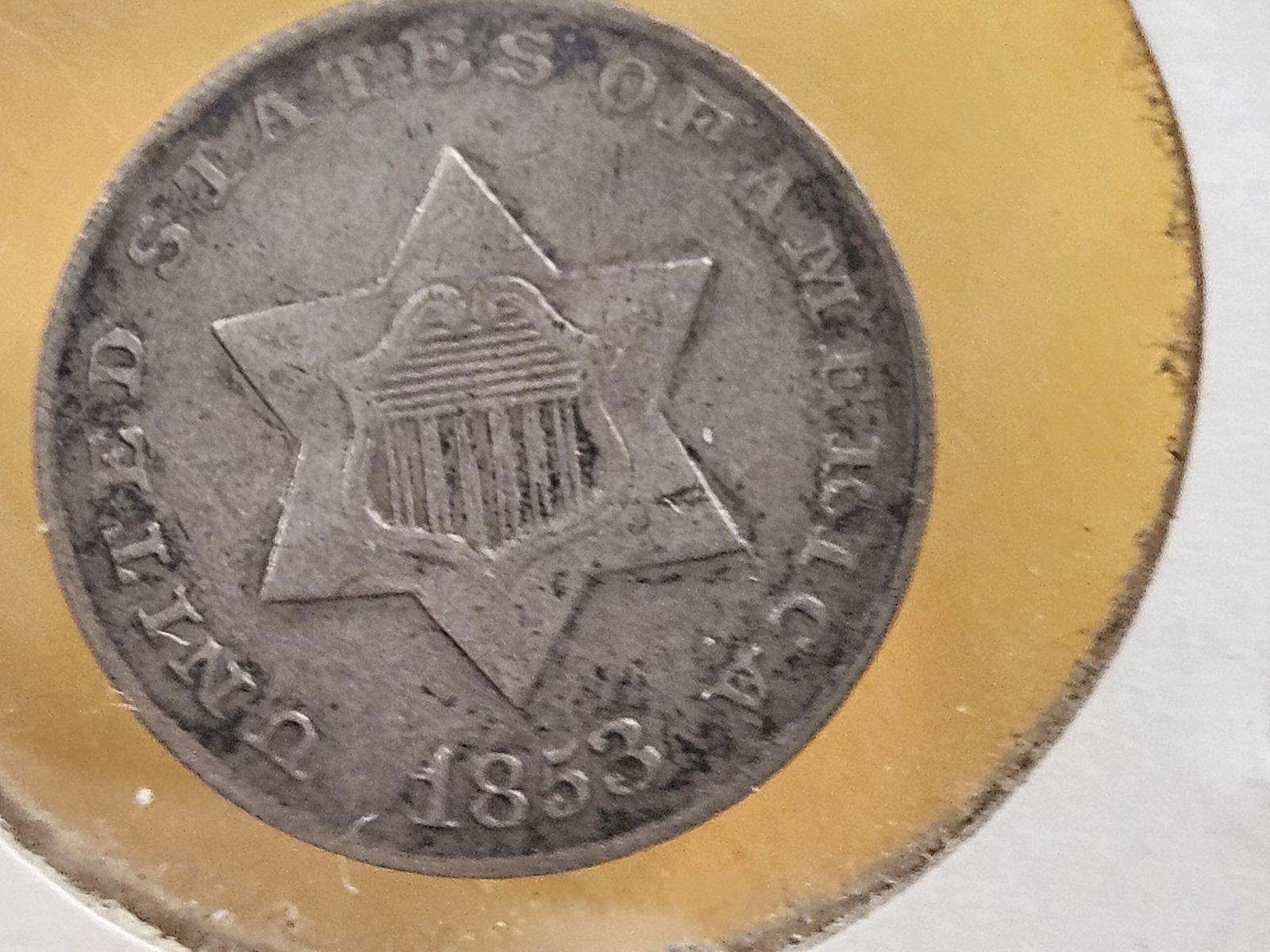 1853 Three Cent Silver Trime in Extra Fine - 3