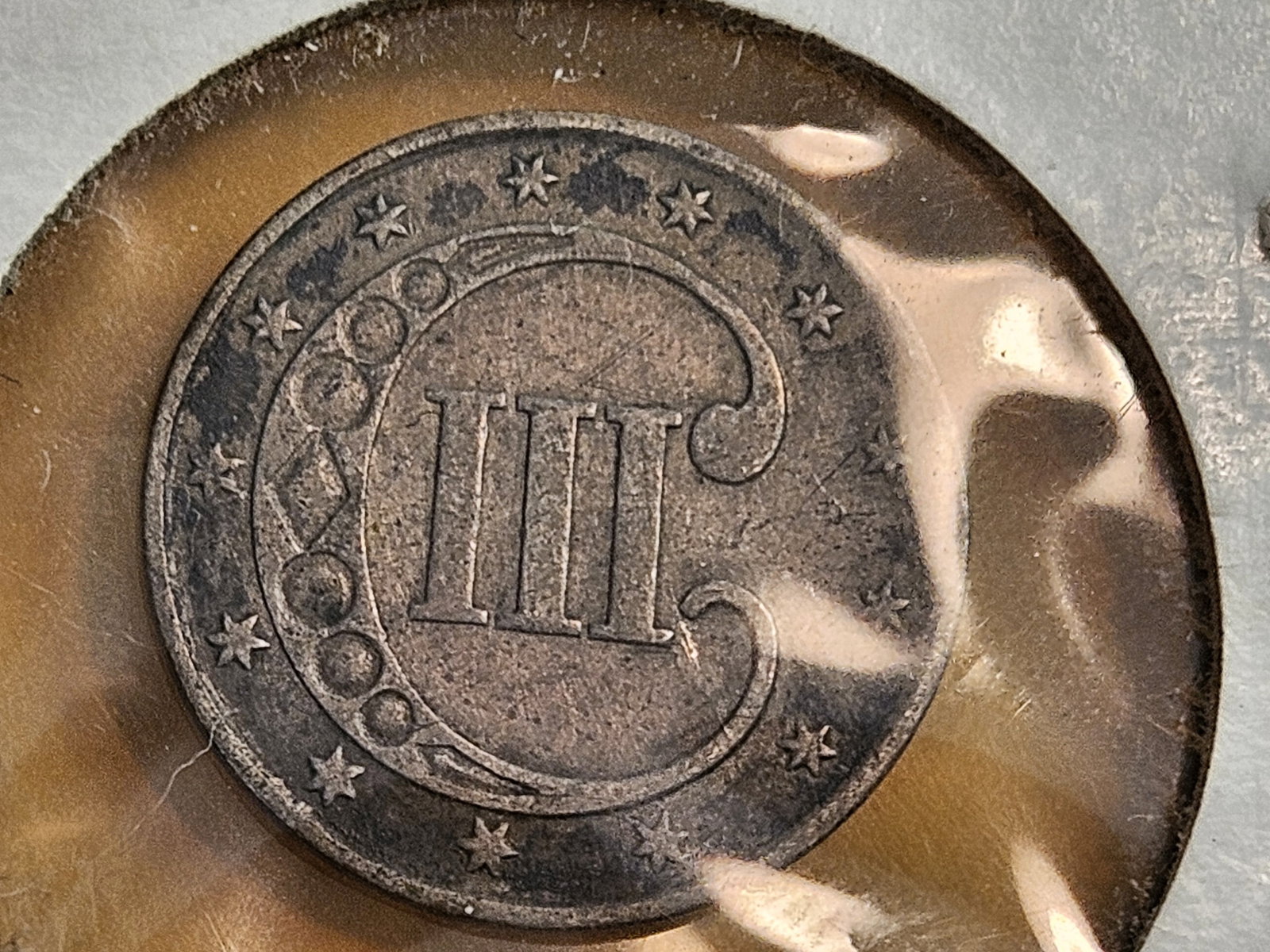 1853 Three Cent Silver Trime in Extra Fine - 4
