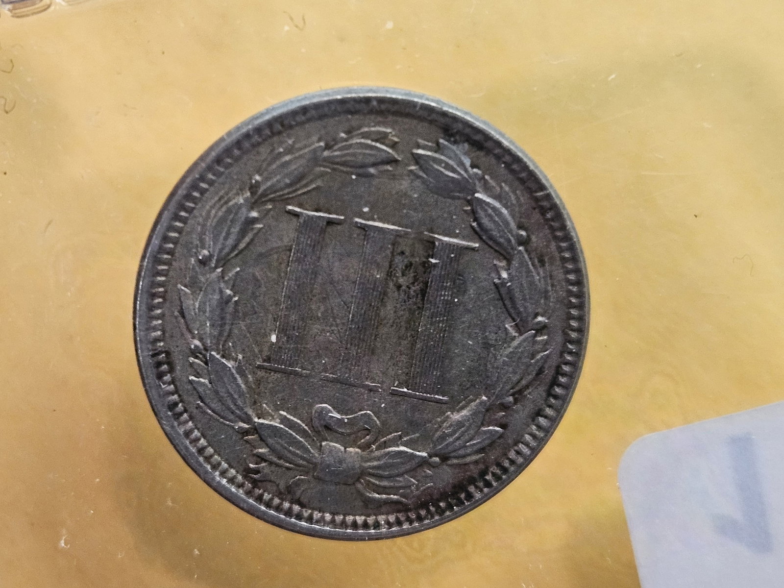 1865 Three cent Nickel in About Uncirculated - 5