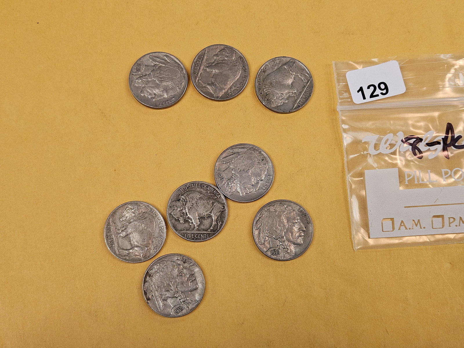 Eight Buffalo Nickels in About Uncirculated - 2