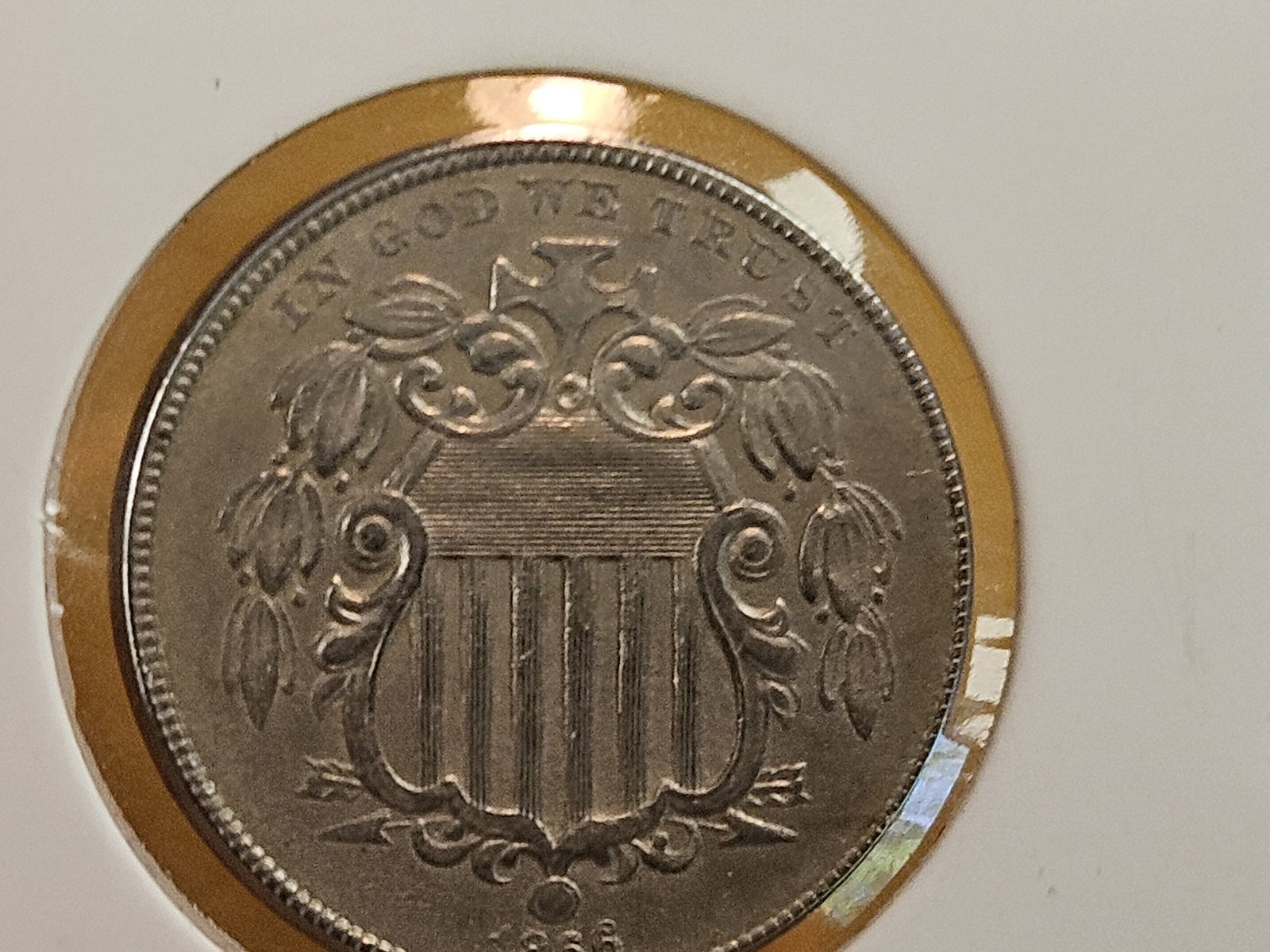 ** 1866 Shield Nickel With Rays in About Uncirculated plus! - 6