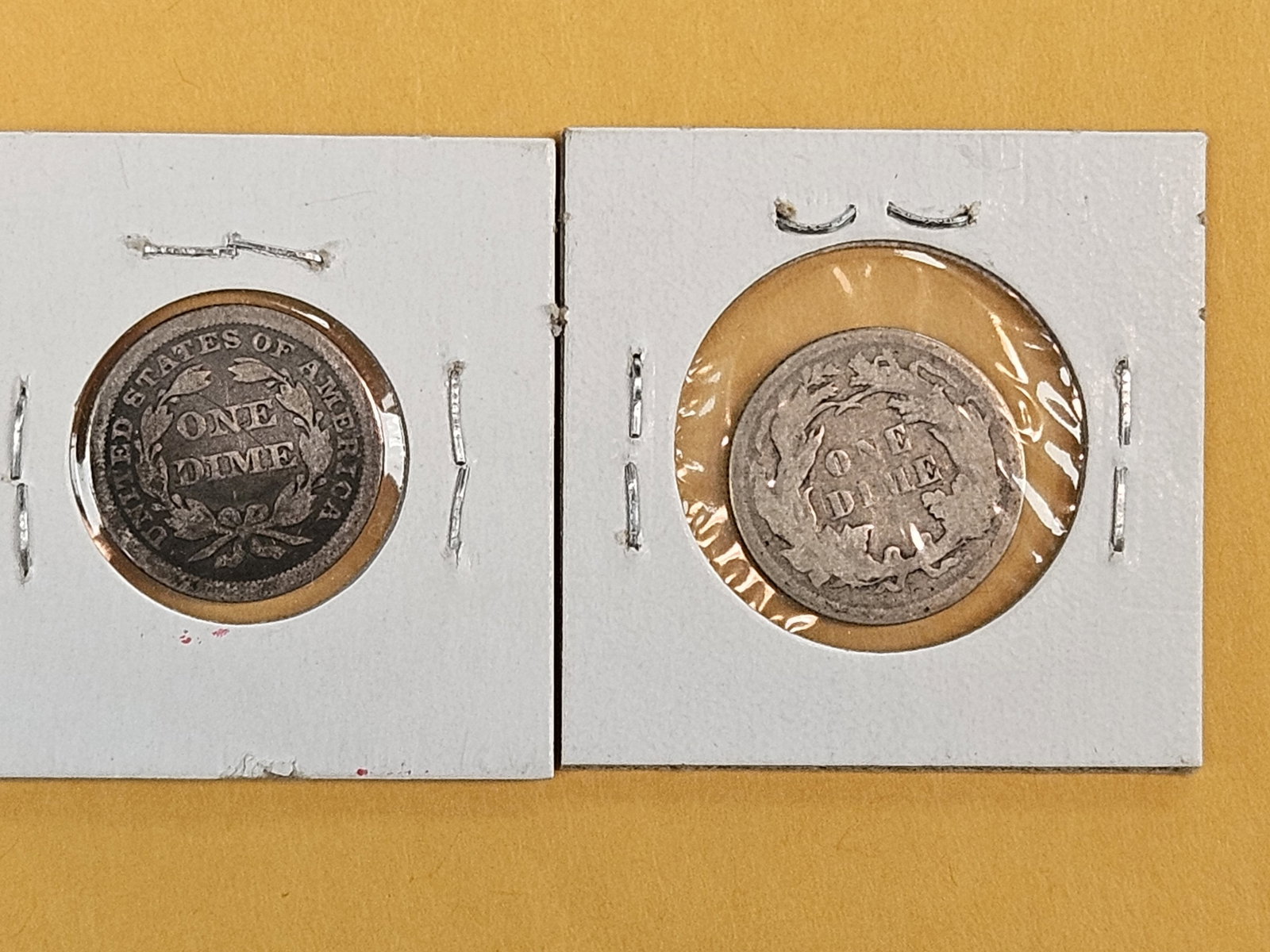 1842 and 1873 Seated Liberty silver Dimes - 3