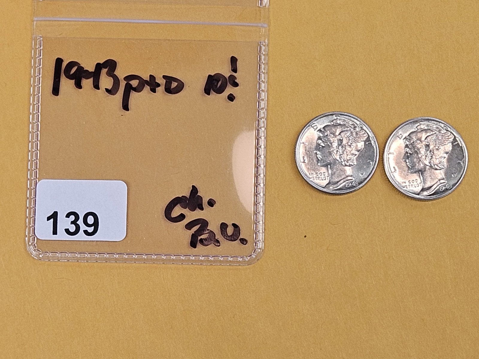 Two Choice Brilliant Uncirculated silver Mercury Dimes - 2