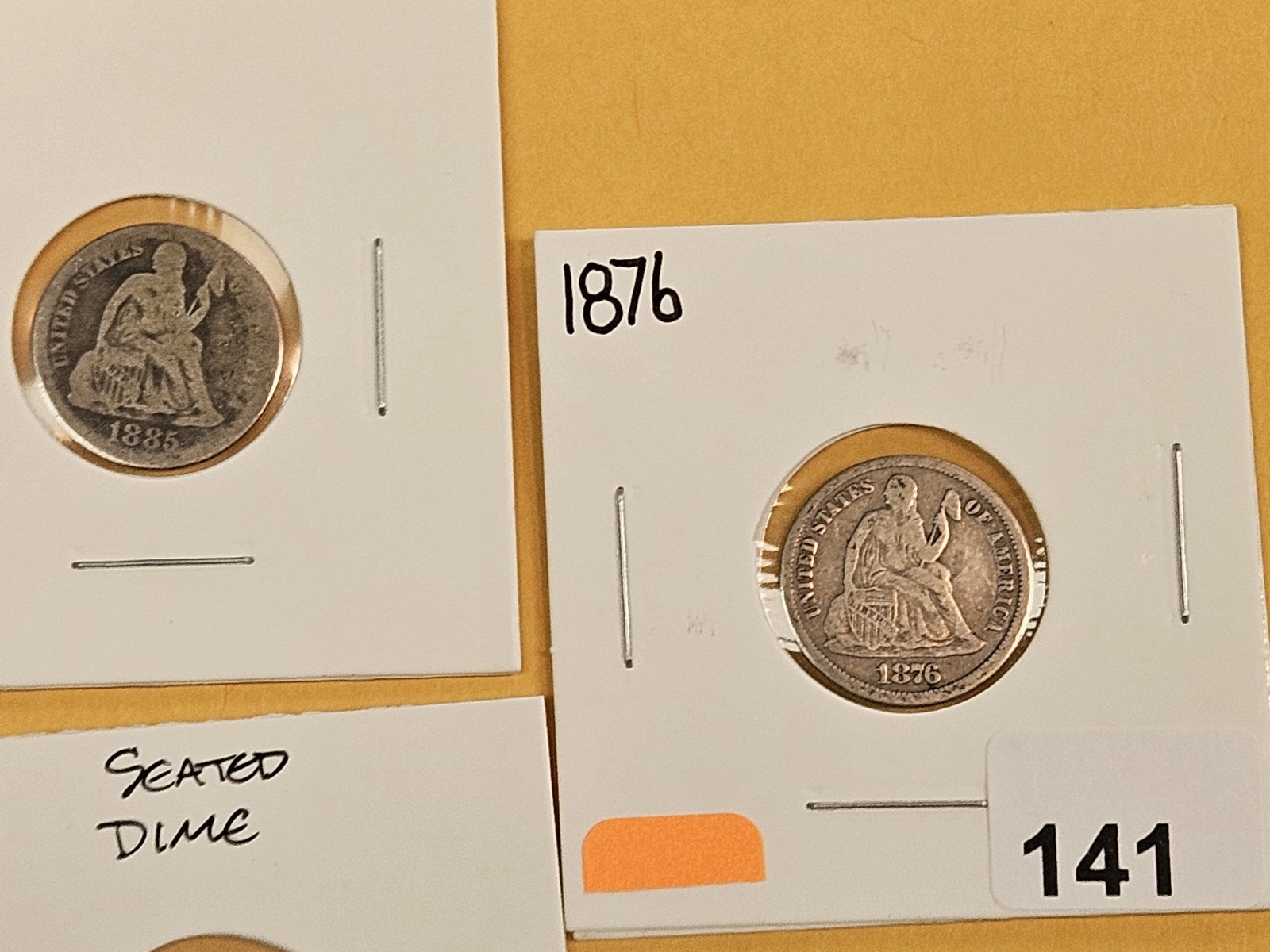 Five mixed, silver, Seated Liberty Dimes - 3