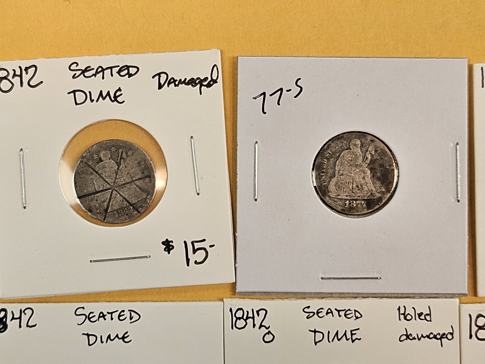 Eight mixed, silver, Seated Liberty Dimes - 2