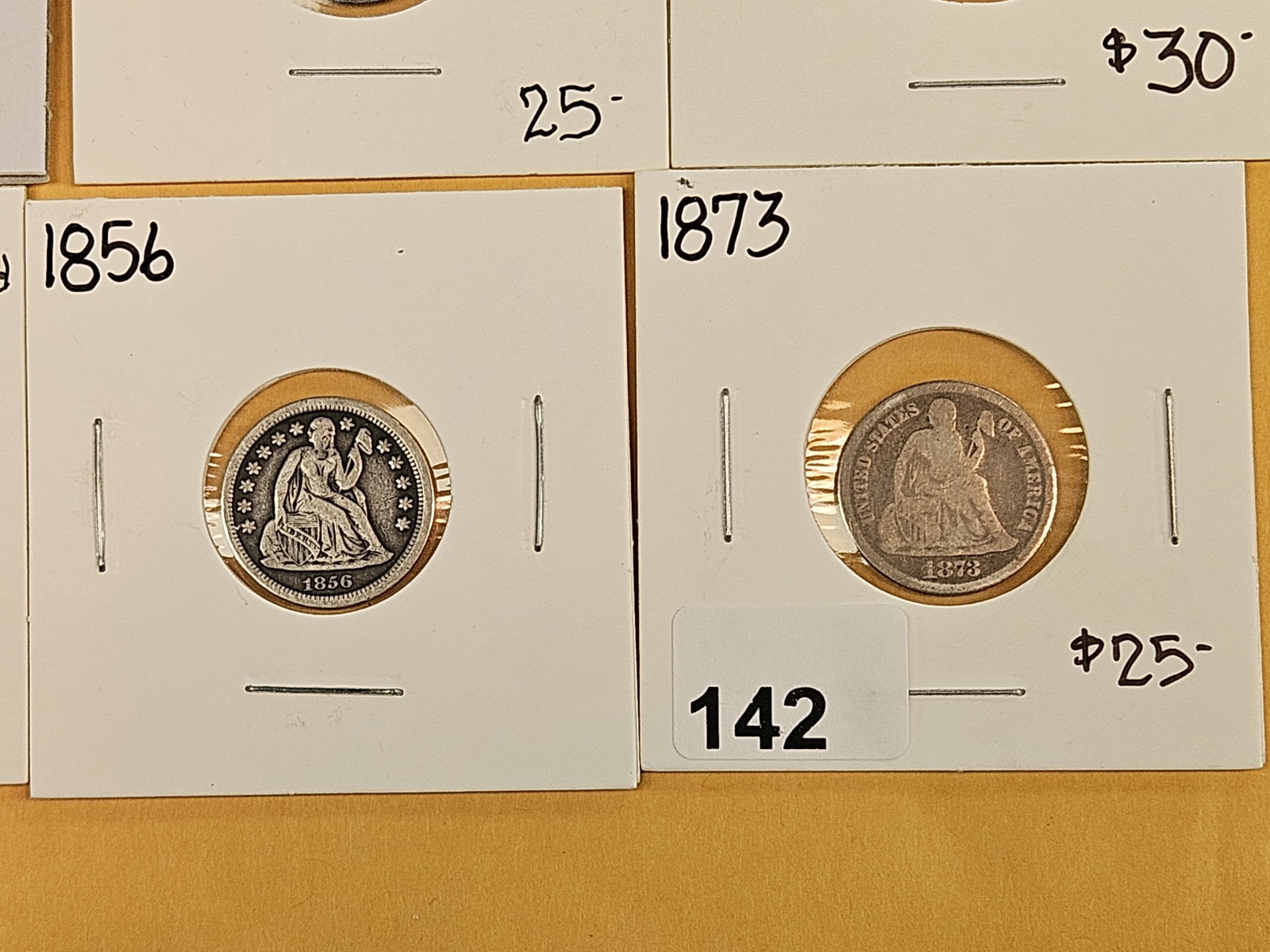 Eight mixed, silver, Seated Liberty Dimes - 5