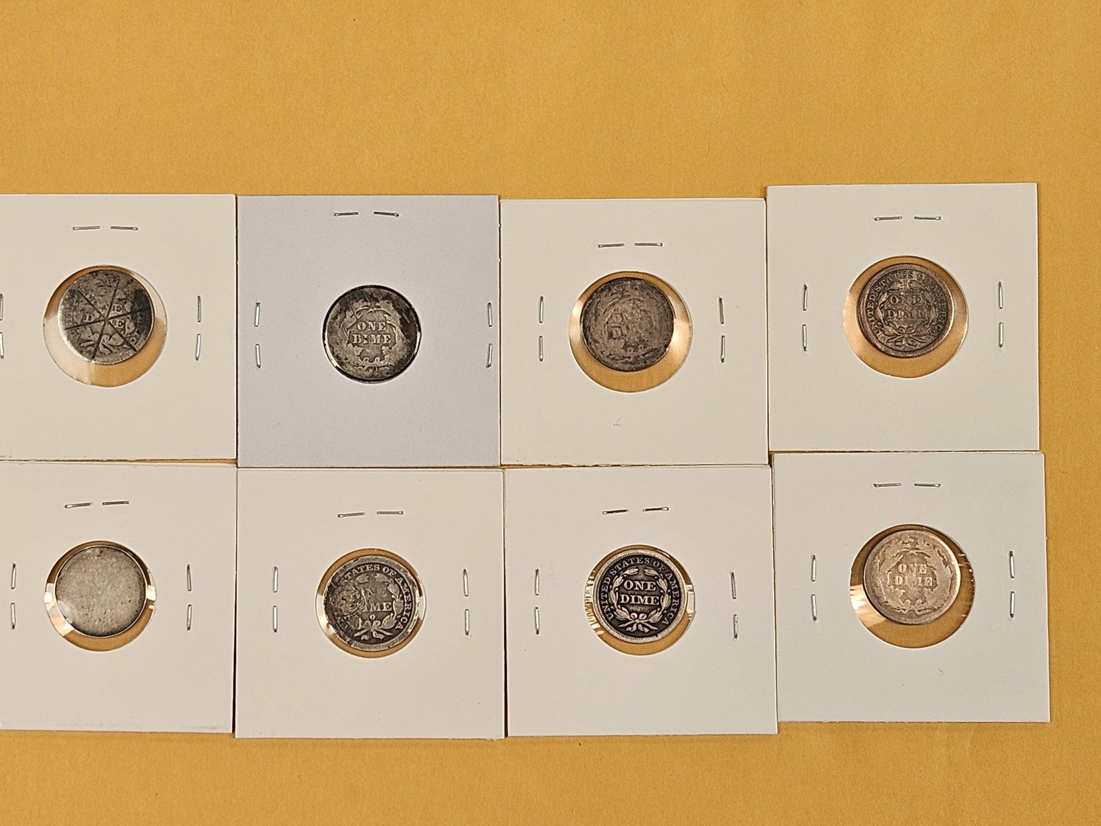 Eight mixed, silver, Seated Liberty Dimes - 6