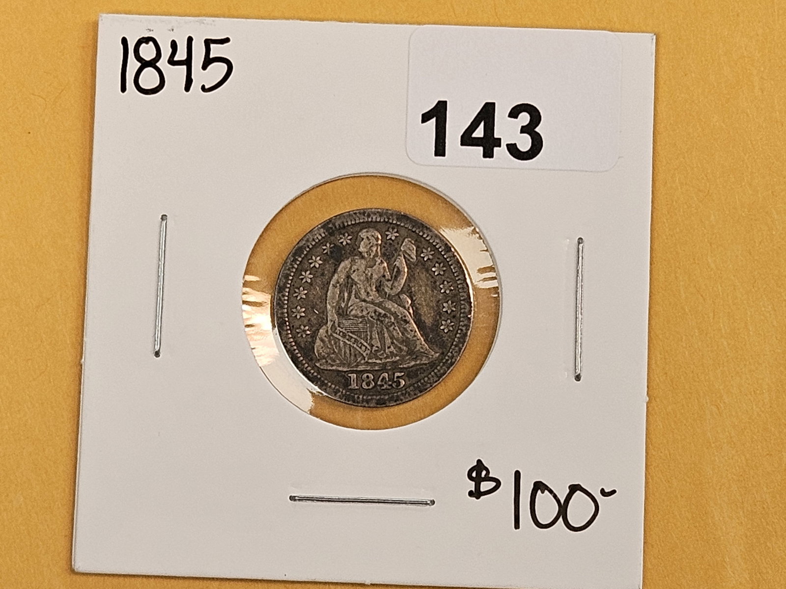 1845 Seated Liberty silver dime in Extra Fine plus - 2