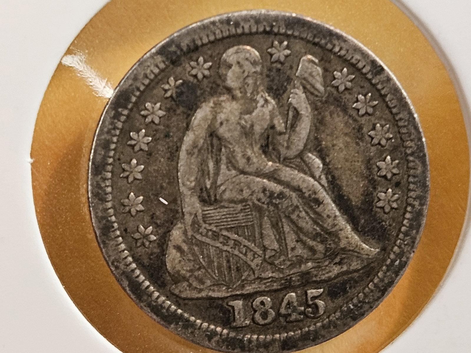 1845 Seated Liberty silver dime in Extra Fine plus - 3