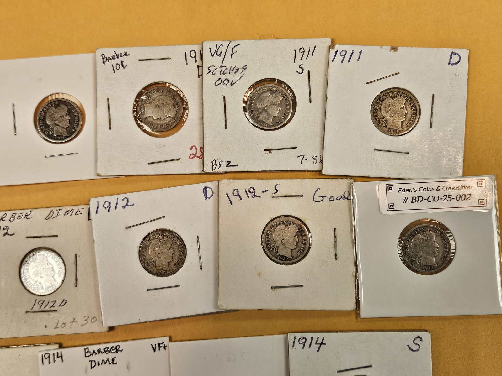 Twenty mixed, silver, Barber Dimes - 3
