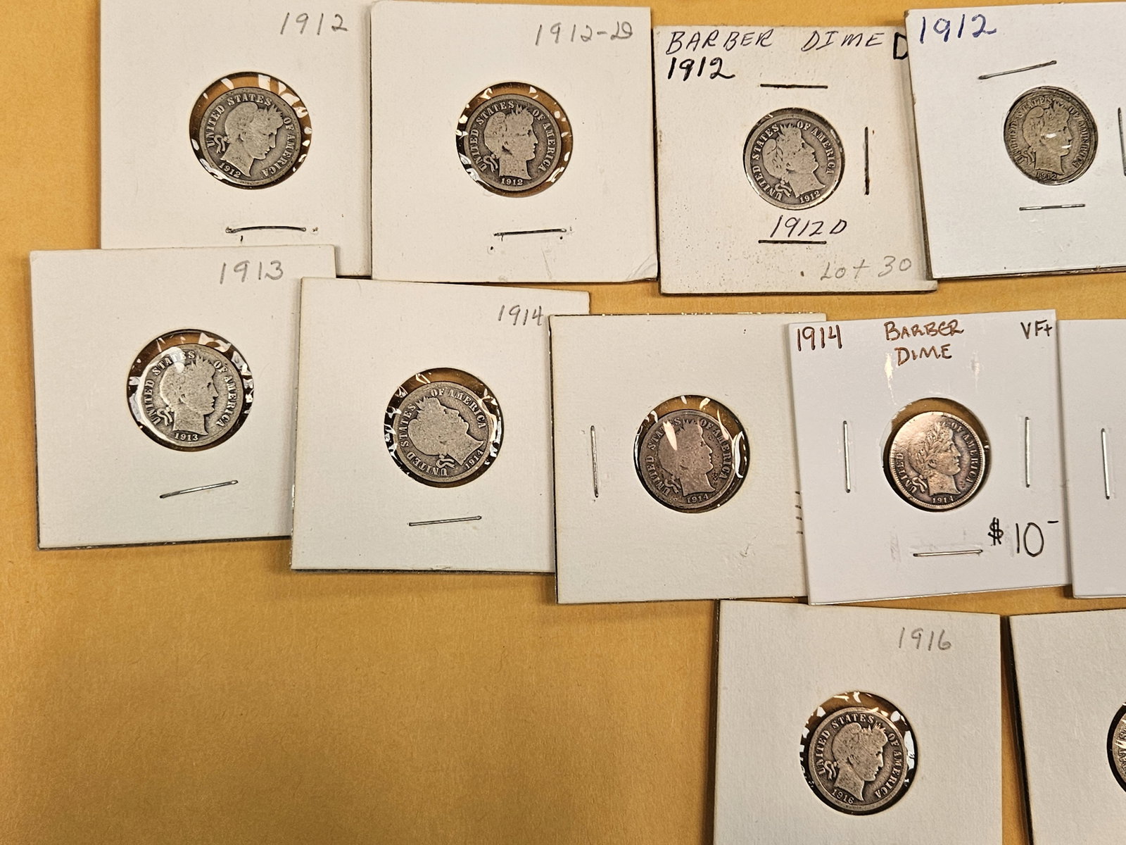Twenty mixed, silver, Barber Dimes - 4