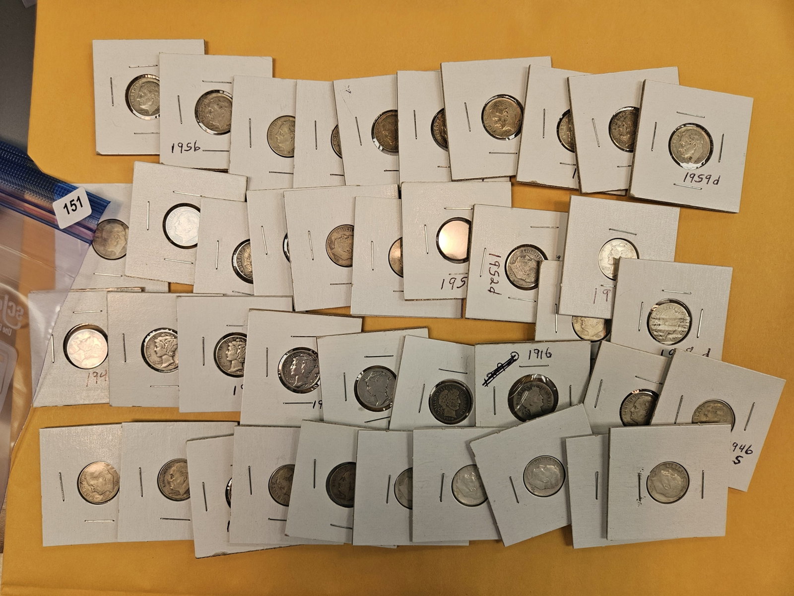Forty mixed silver Dimes: All circulated.