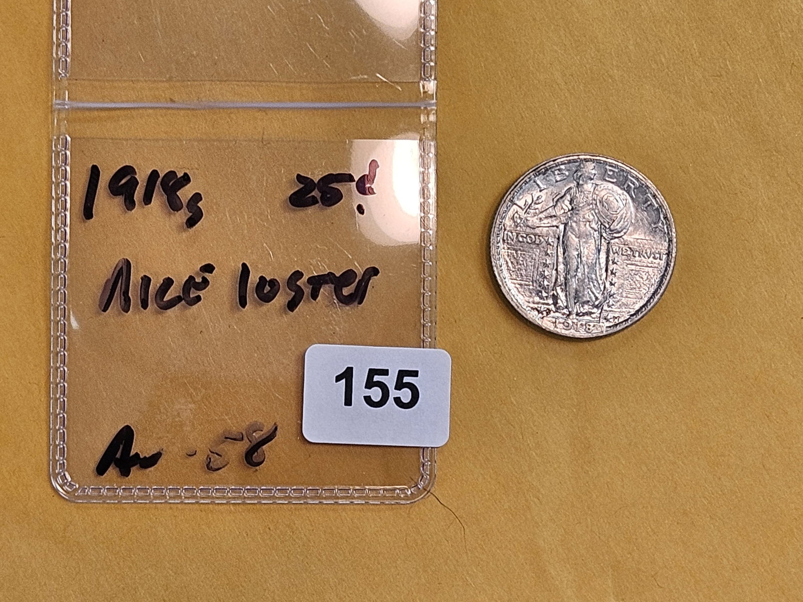 1918-S Standing Liberty Quarter in Bright About Uncirculated - 58 - 2