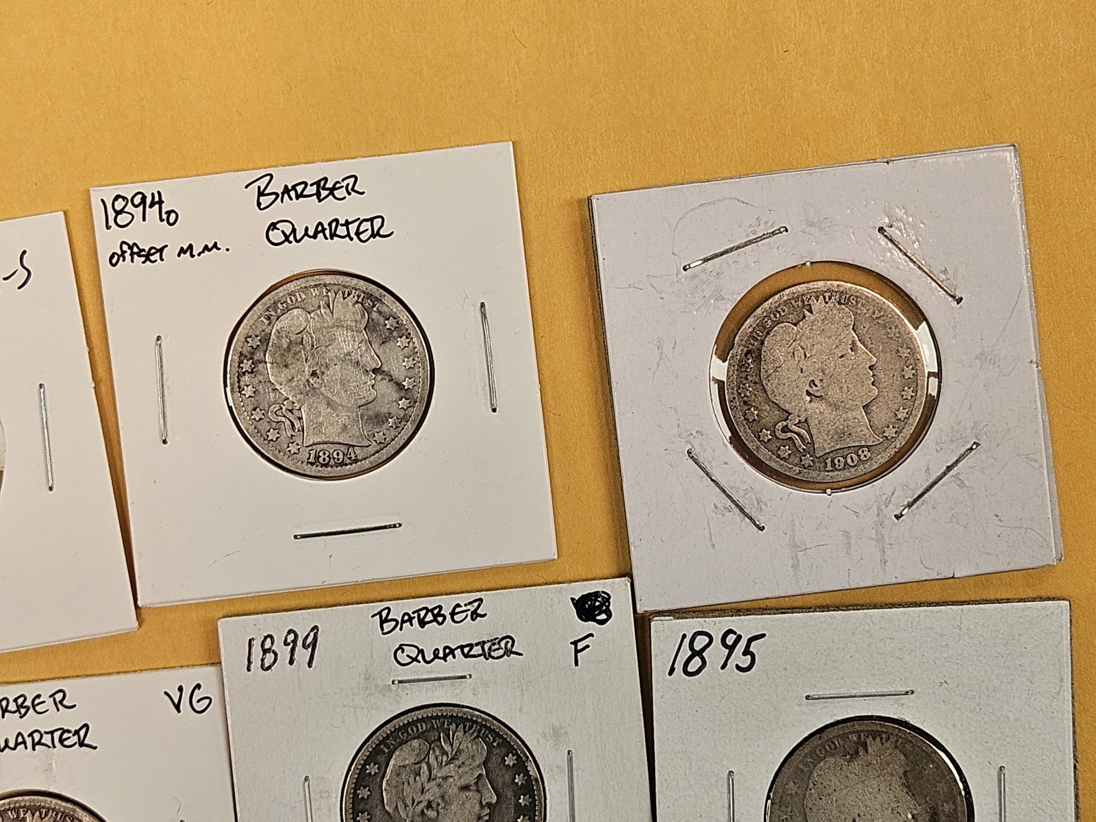 Ten, mixed, silver Barber Quarters - 3