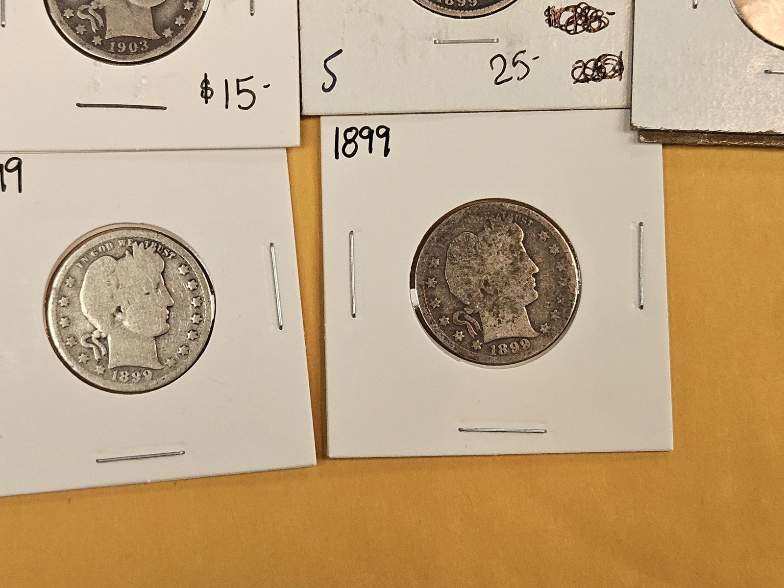Ten, mixed, silver Barber Quarters - 6