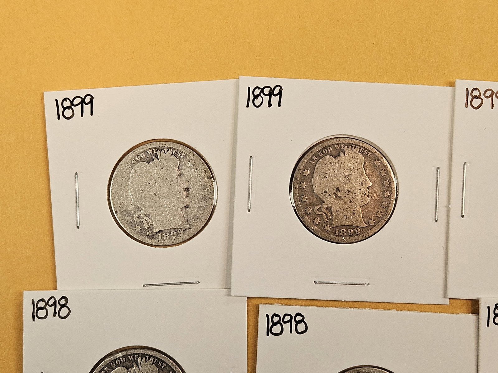 Eleven, mixed, silver Barber Quarters - 2