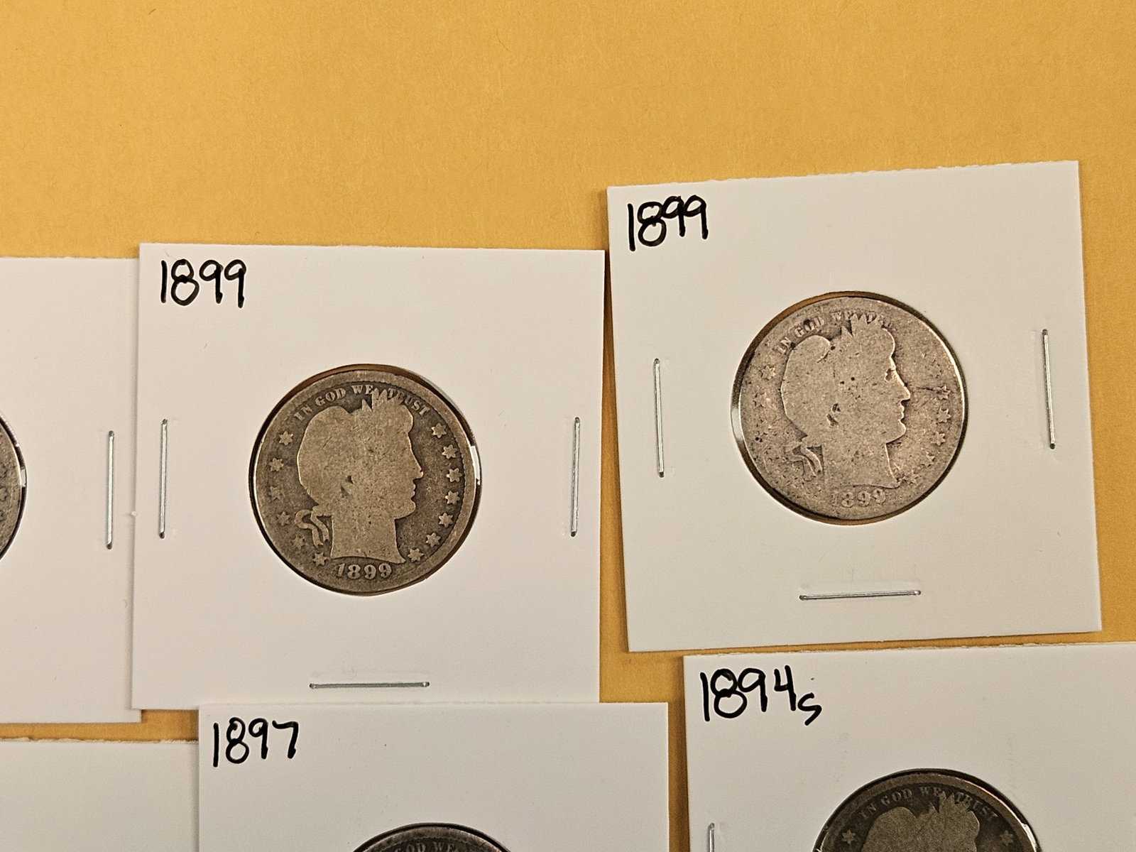 Eleven, mixed, silver Barber Quarters - 3