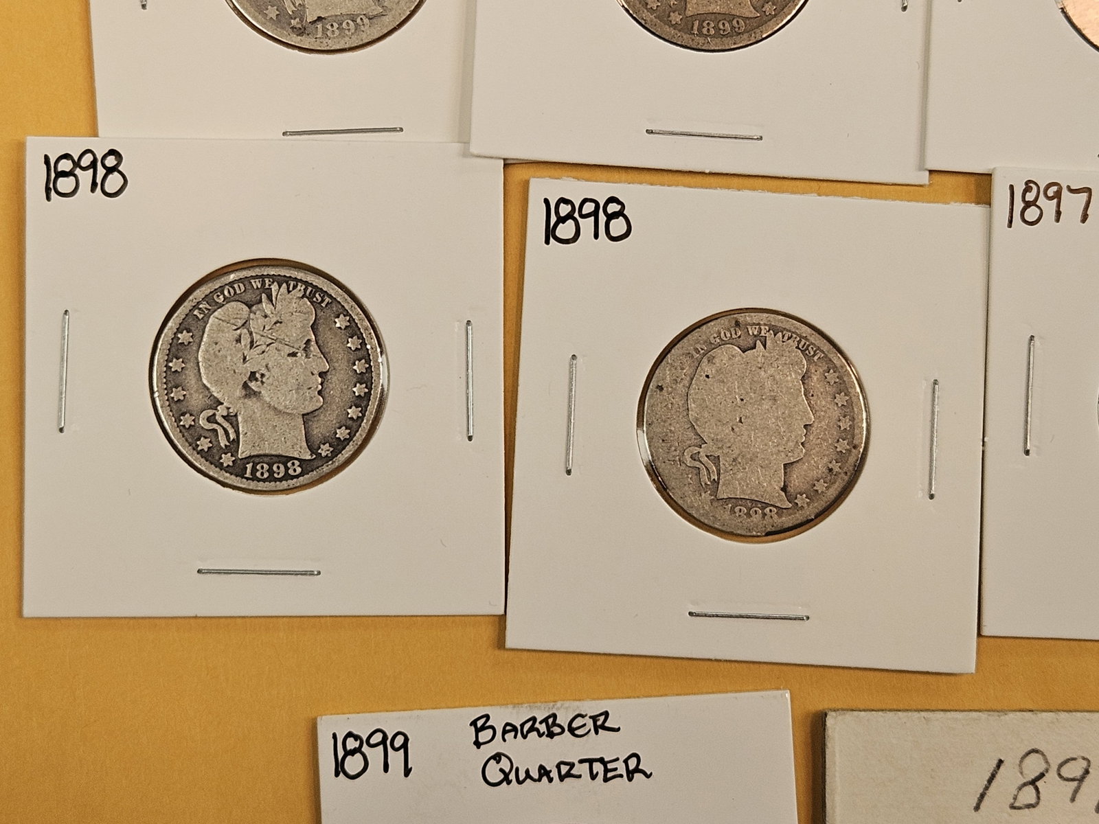 Eleven, mixed, silver Barber Quarters - 4