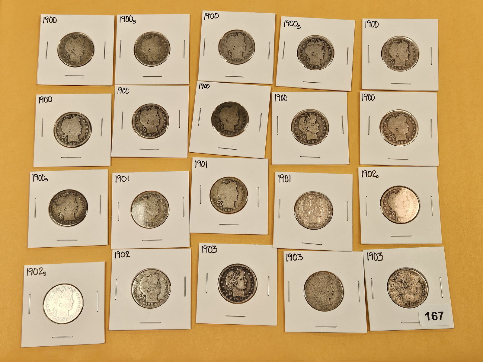 Twenty, mixed, silver Barber Quarters - 2