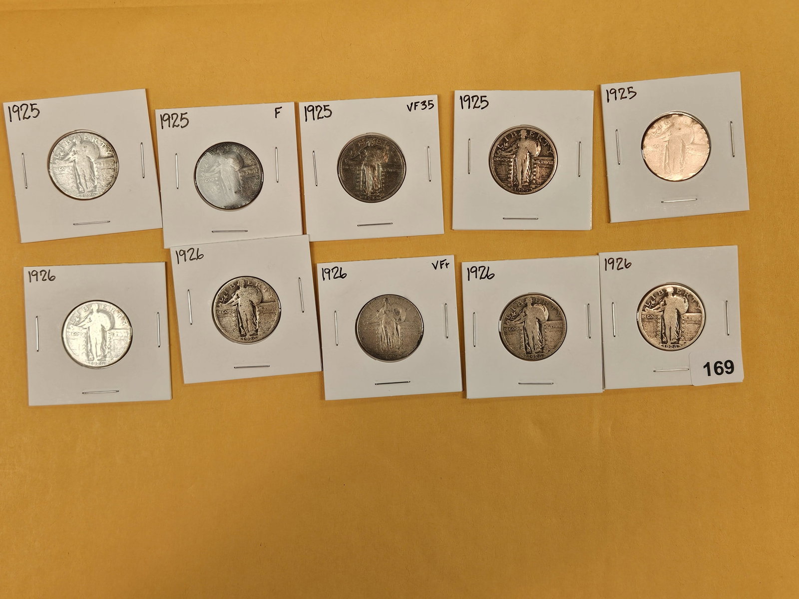 Ten silver Standing Liberty Quarters: Circulated