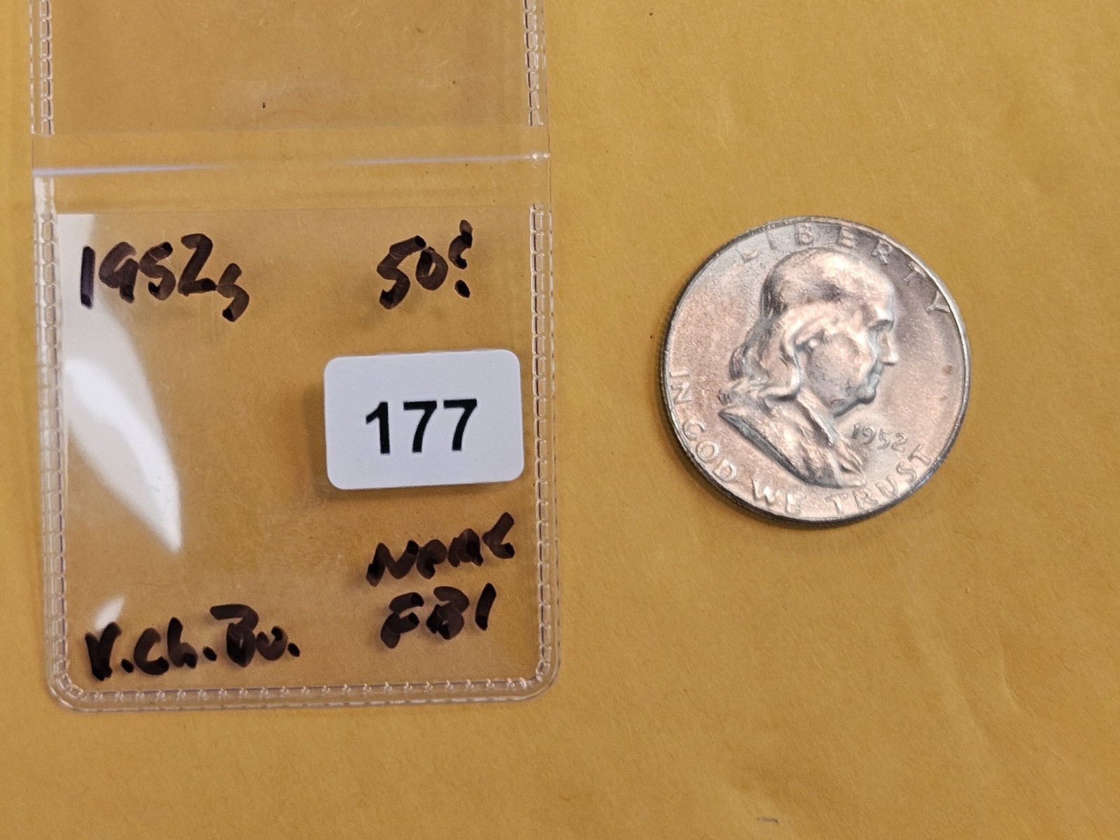 Very Choice Brilliant Uncirculated 1952-S Franklin Silver Half Dollar - 2