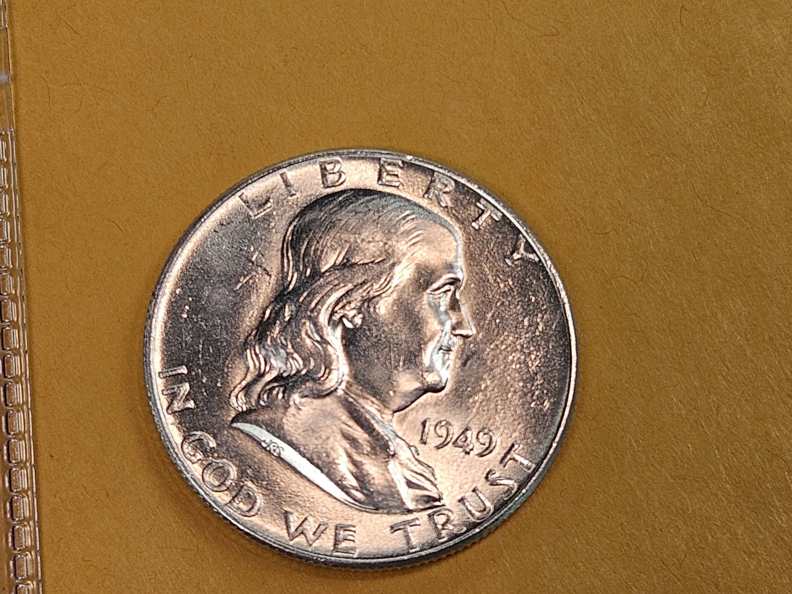 Choice Brilliant Uncirculated Plus 1949 Franklin Silver Half Dollar FBL - 3