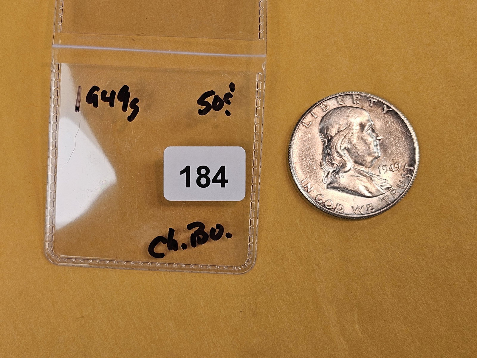 Choice Brilliant Uncirculated plus 1949-S Franklin silver Half Dollar - 2