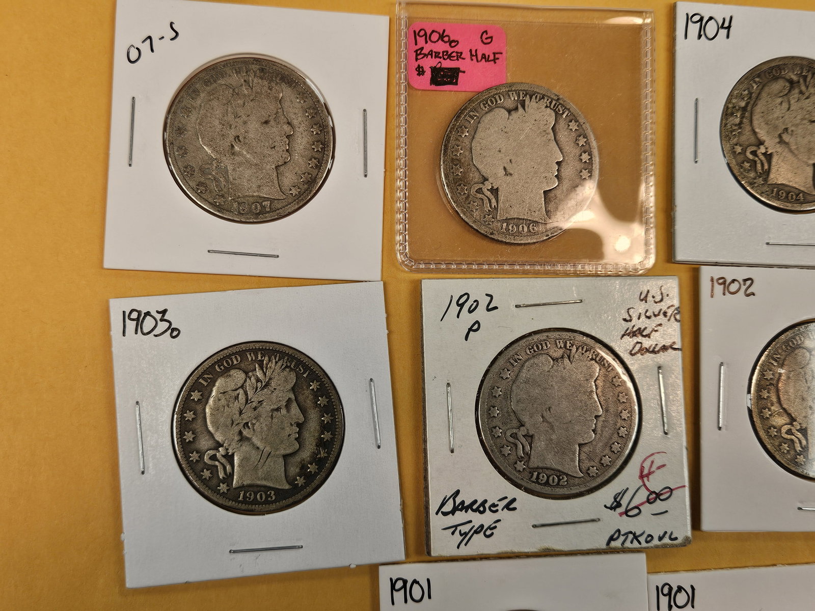Ten mixed Barber silver Half dollars - 2