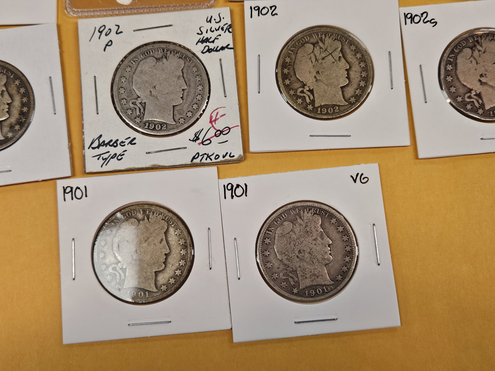 Ten mixed Barber silver Half dollars - 4