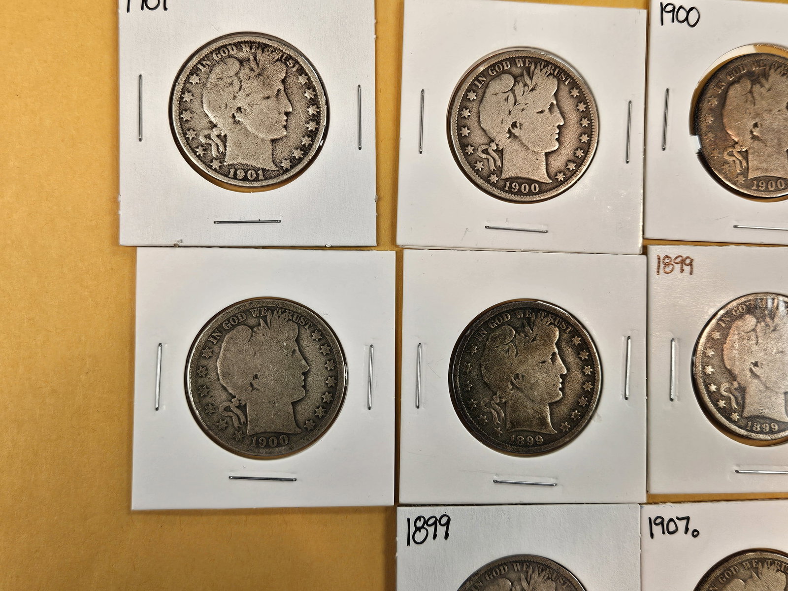 Ten mixed Barber silver Half dollars - 2