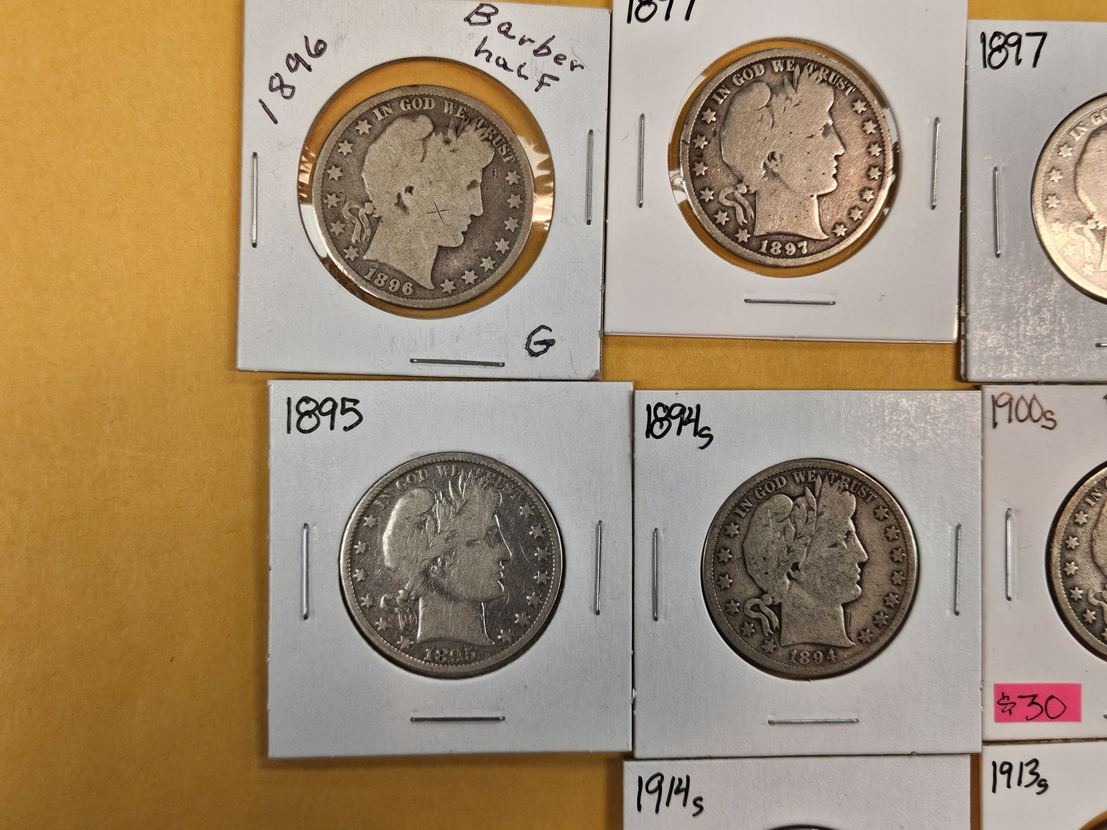 Ten mixed Barber silver Half dollars - 2