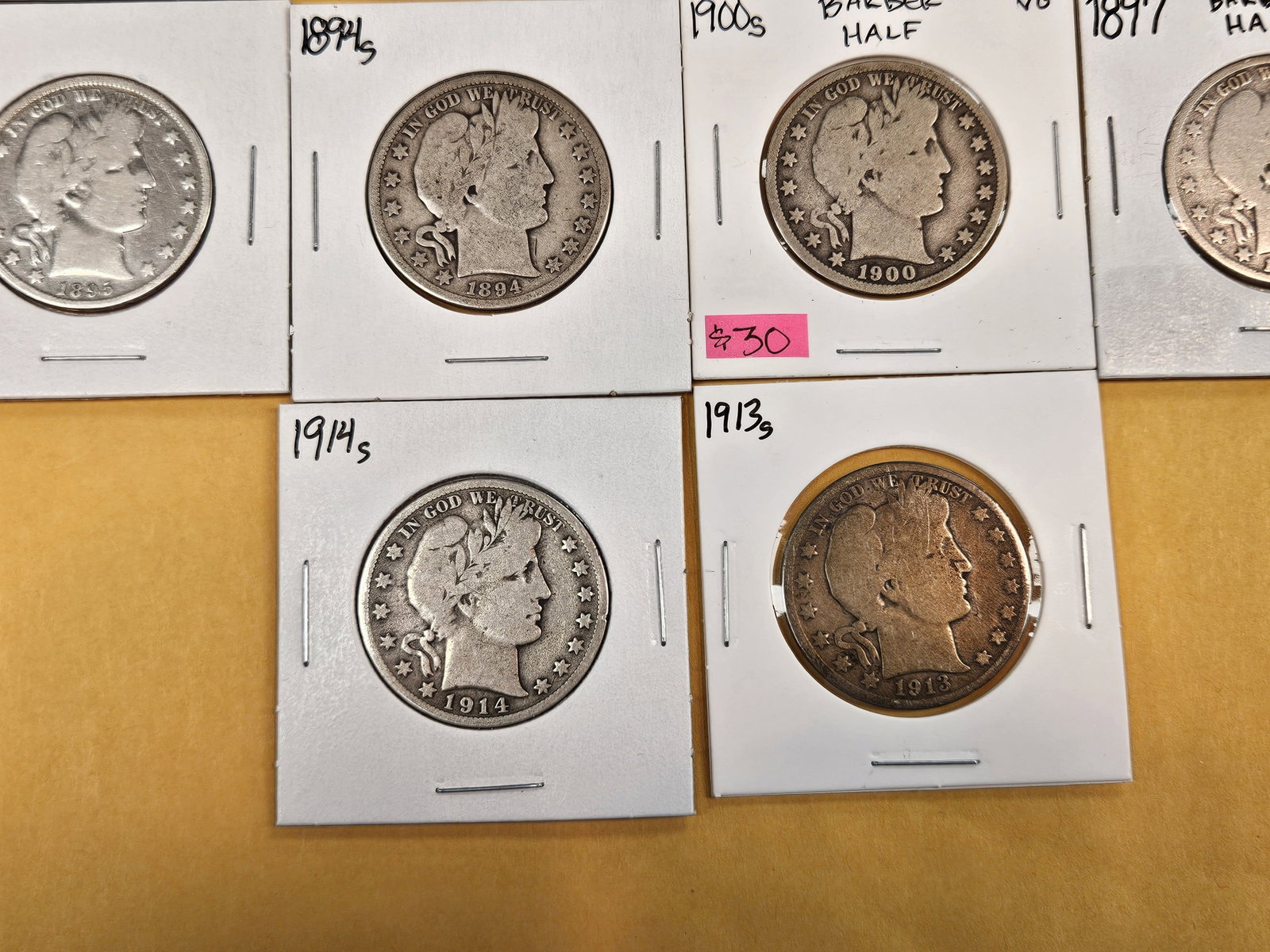 Ten mixed Barber silver Half dollars - 4