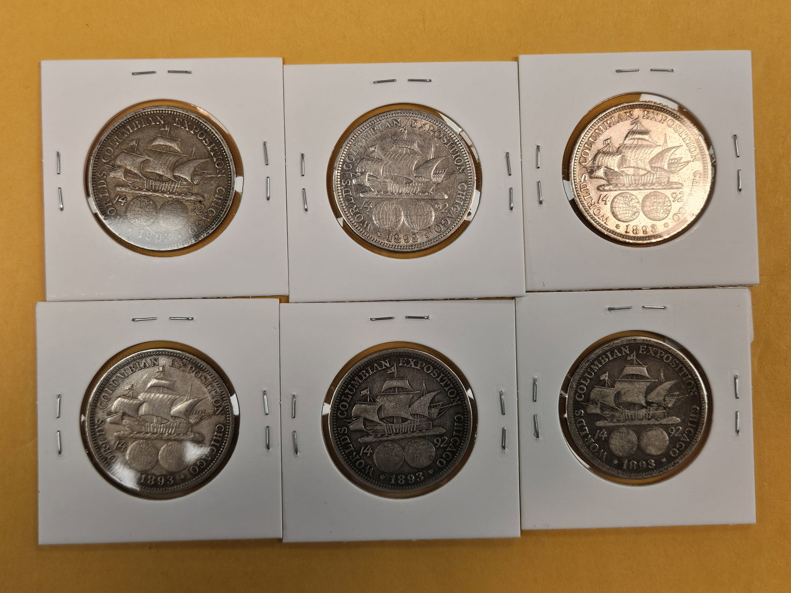 Six 1893 Columbian Commemorative Silver Half Dollars - 3