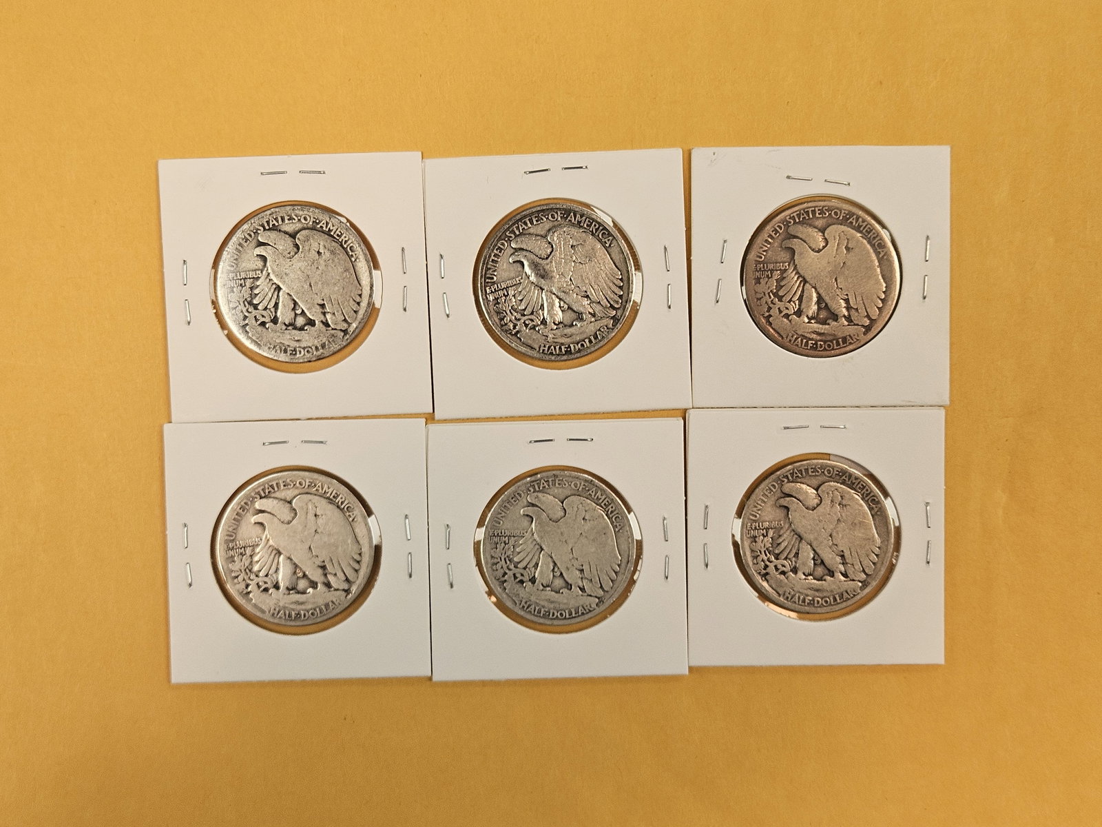 Six Walking Liberty silver half dollars - 2
