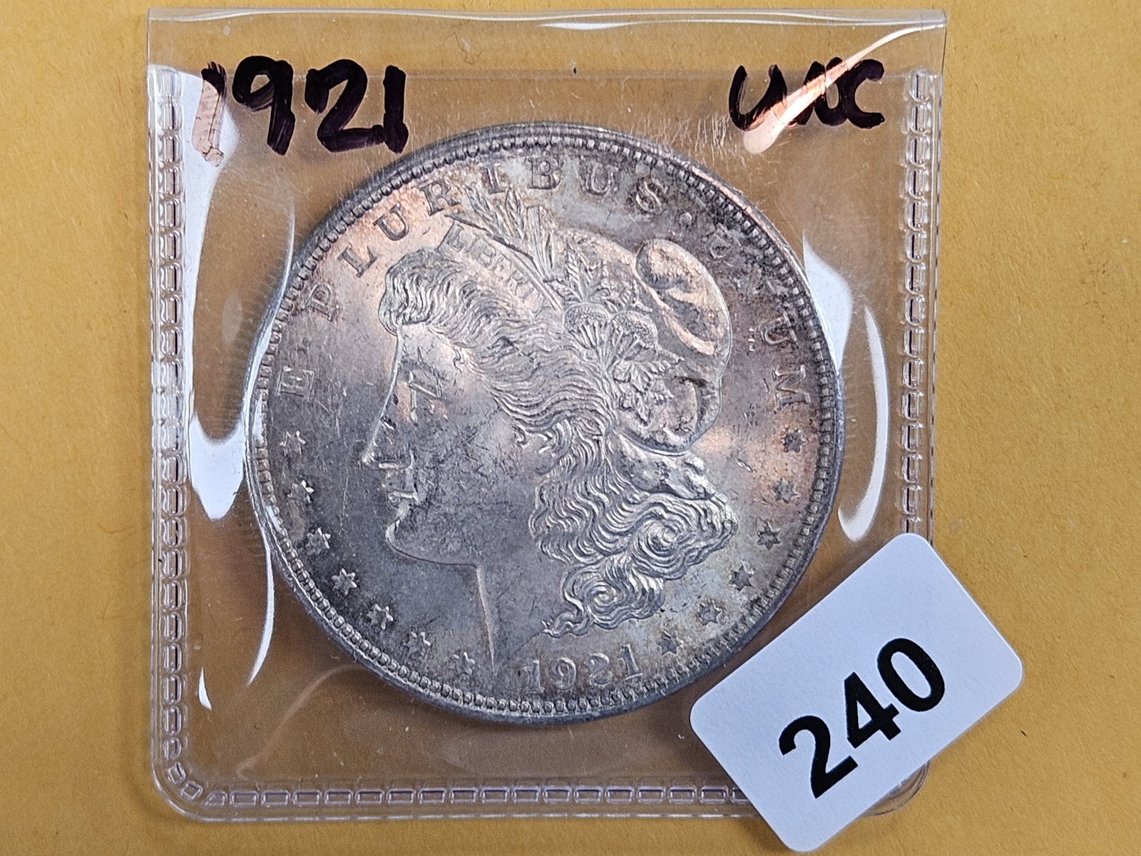 Choice Brilliant Uncirculated 1921 Morgan Silver Dollar: Nicely toned