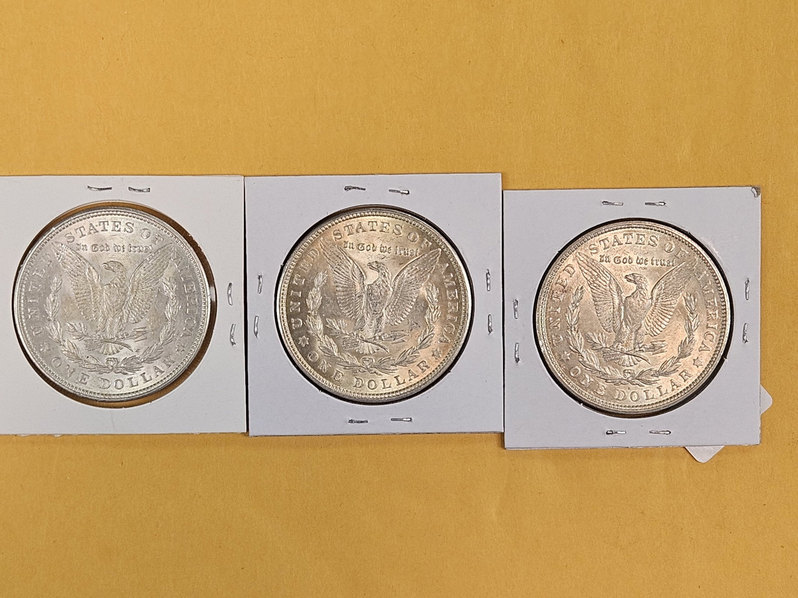 Three Brilliant Uncirculated Morgan Silver Dollars - 5