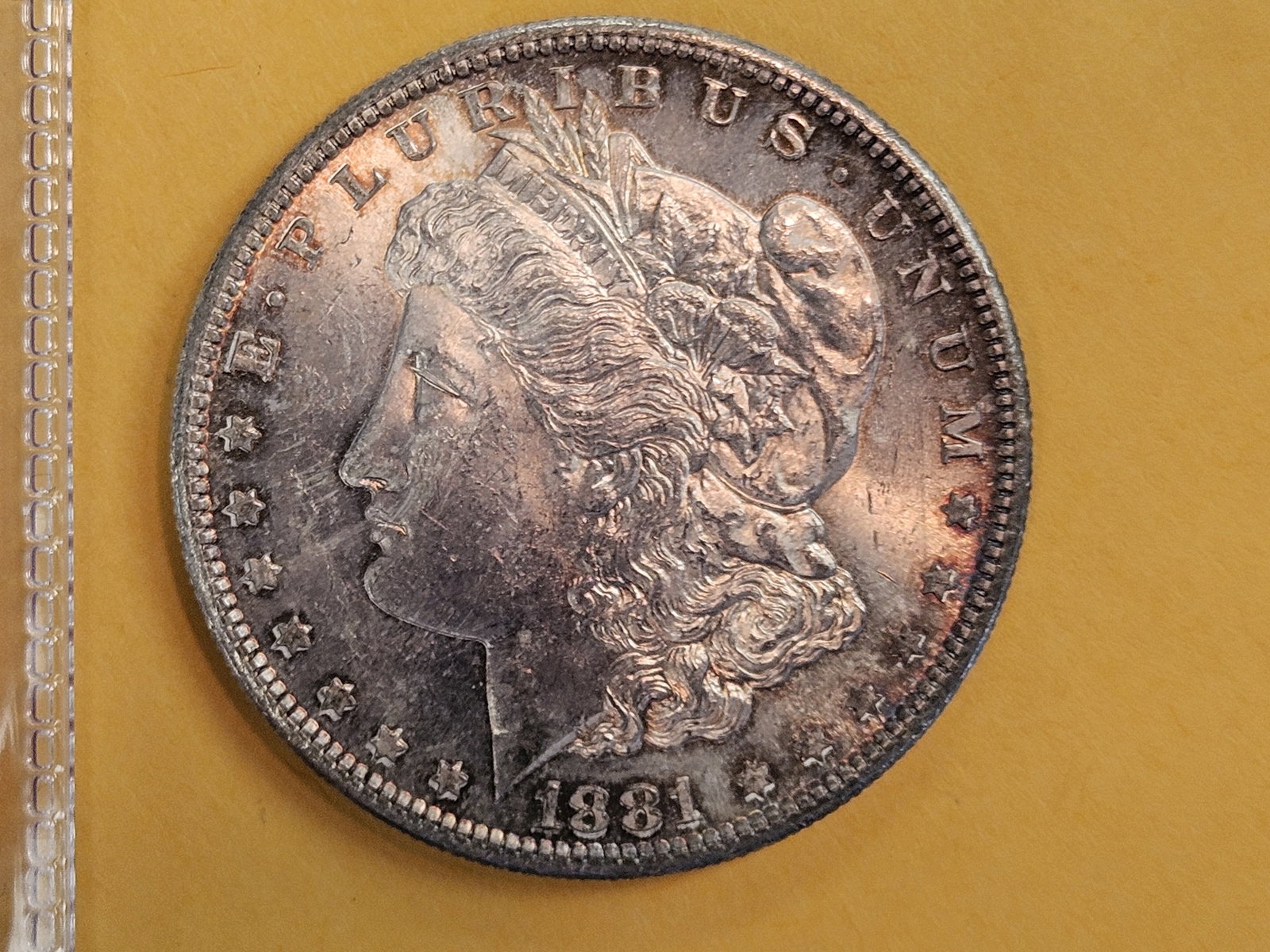 Choice Brilliant Uncirculated Plus 1881-S Morgan Silver Dollar: Nice toning