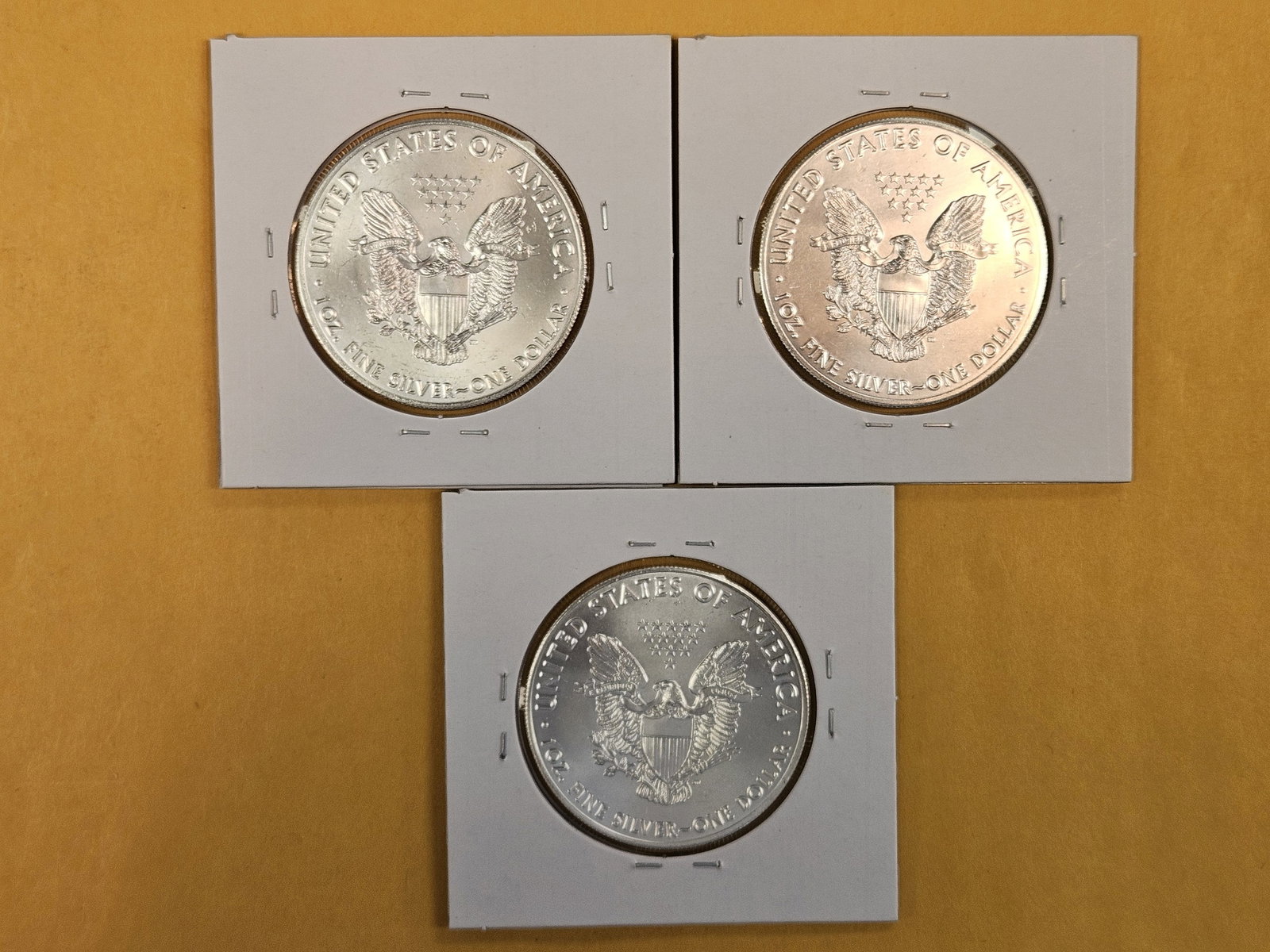 Three GEM Brilliant Uncirculated American Silver Eagles - 2