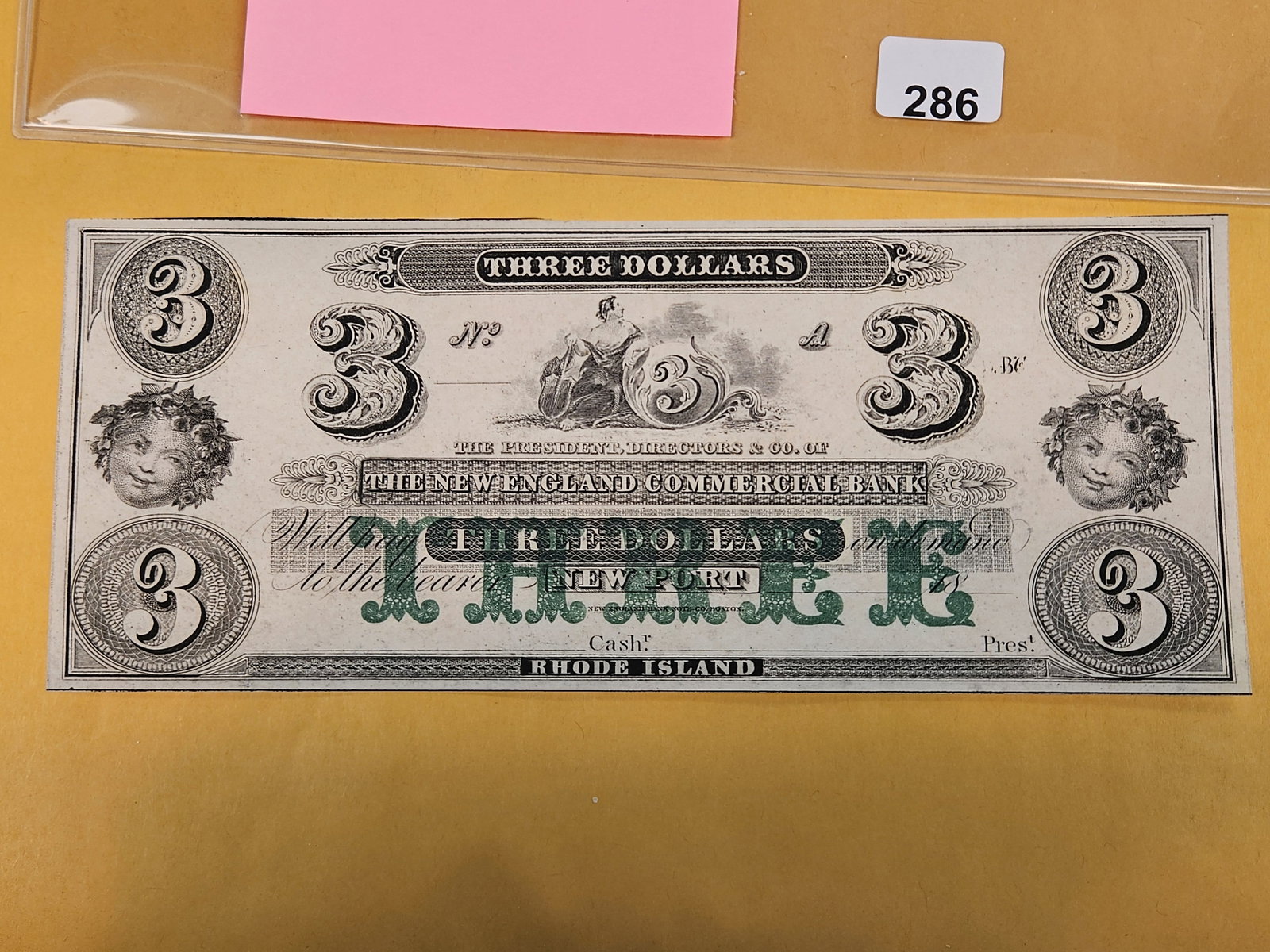 GEM Crisp Uncirculated 1860's Three Dollar Obsolete Note - 2