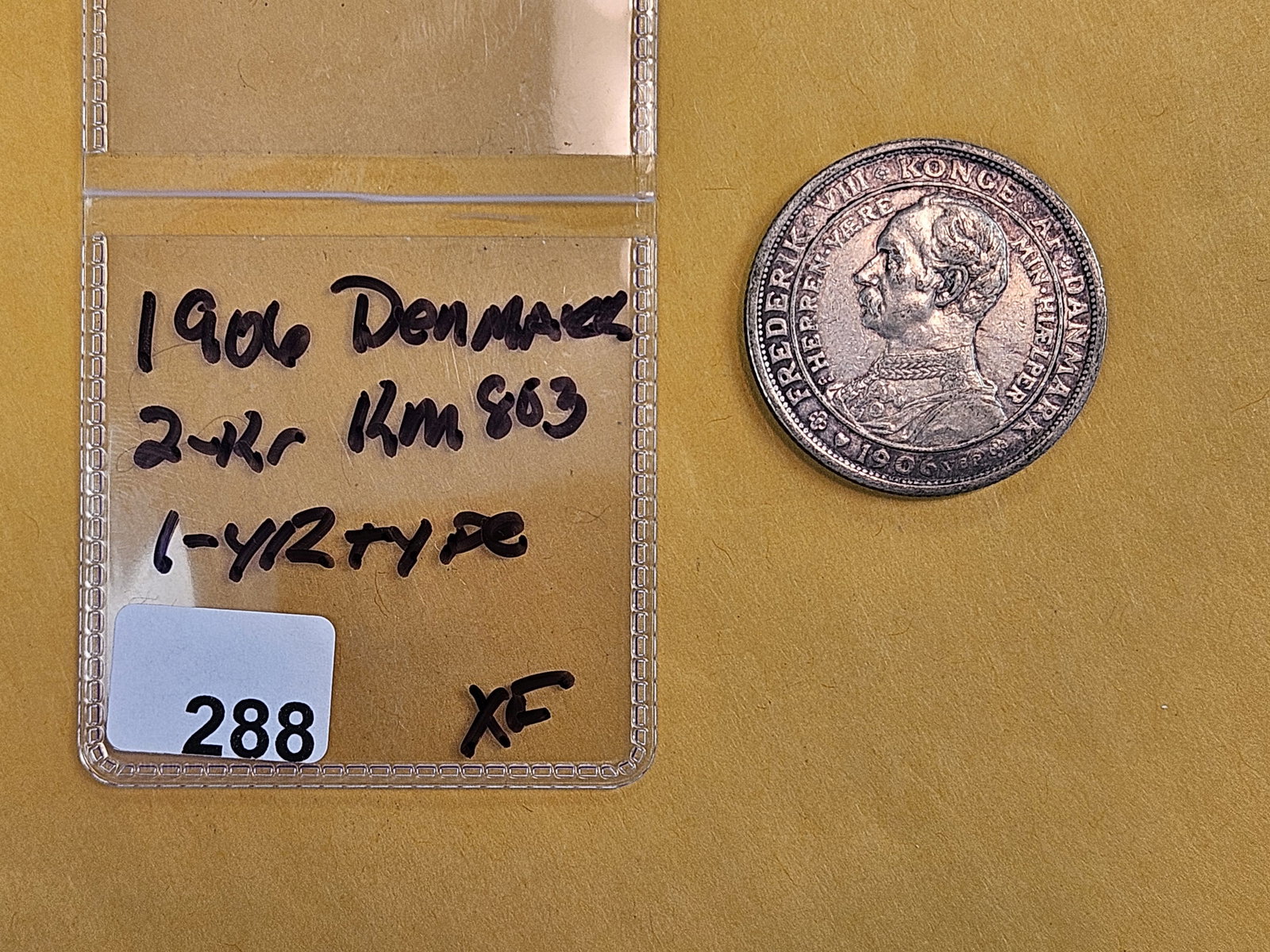 1906 Denmark silver 2 kroner in Extra Fine - 2