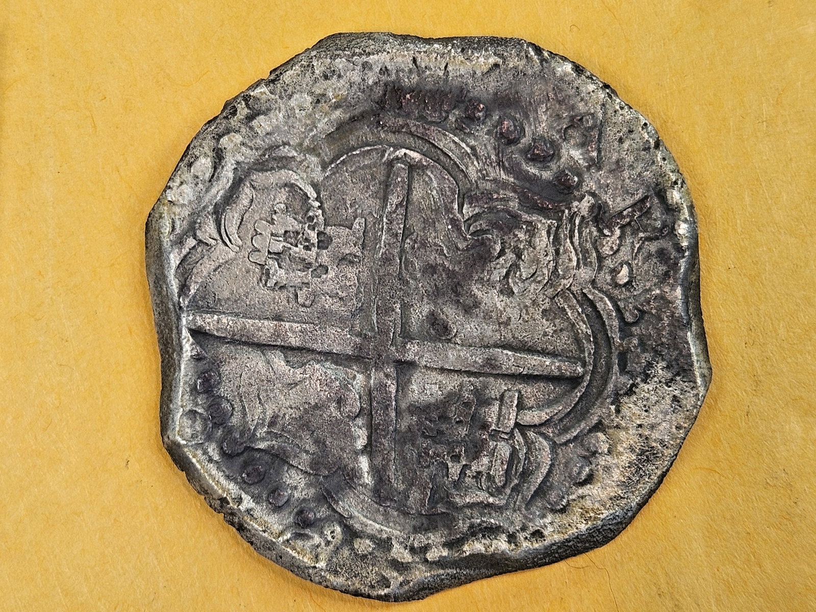 17th Century silver 8 real cob: Nice detail for the type