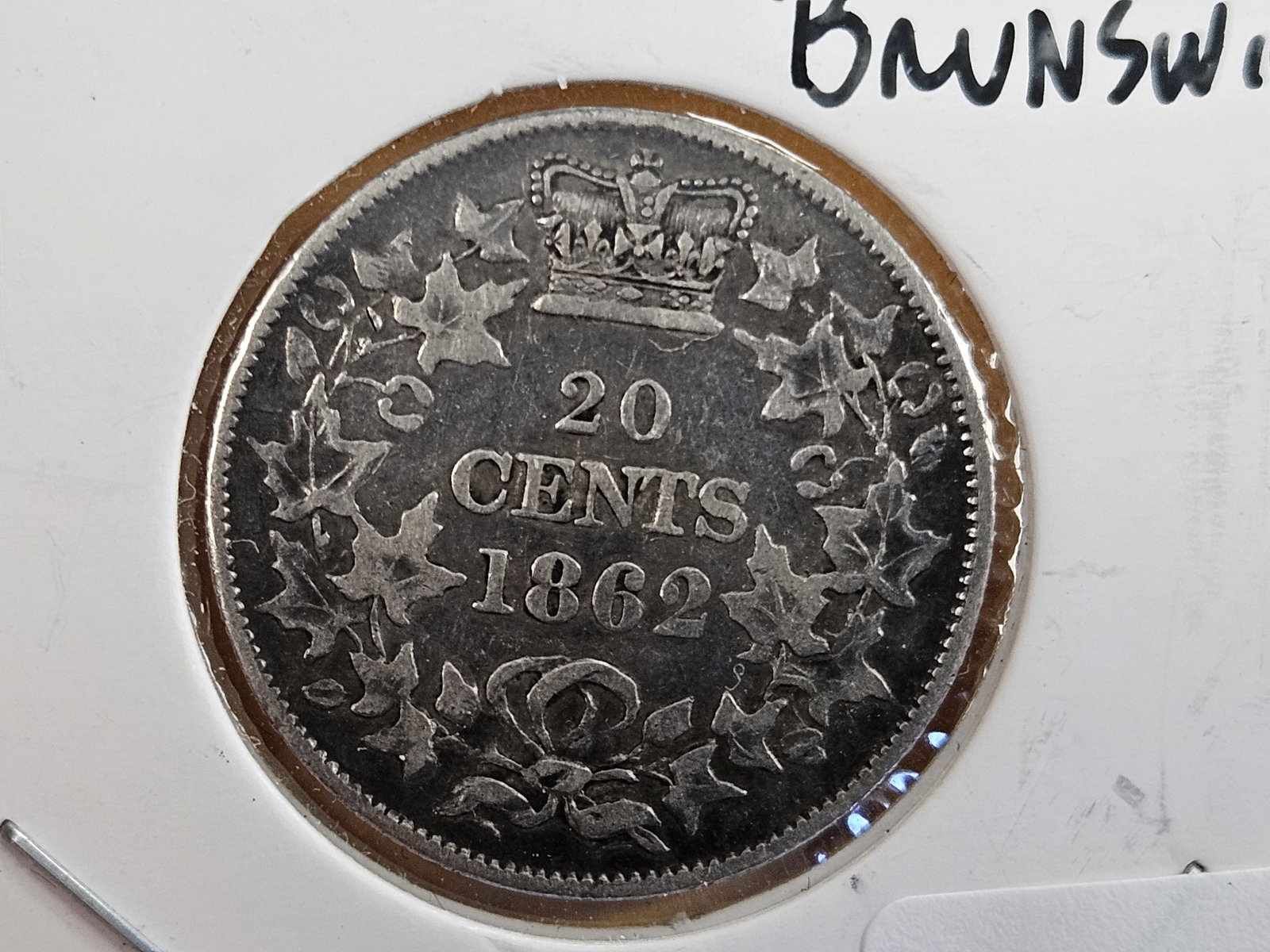 Scarcer 1862 New Brunswick silver 20 cents (1 of 4)