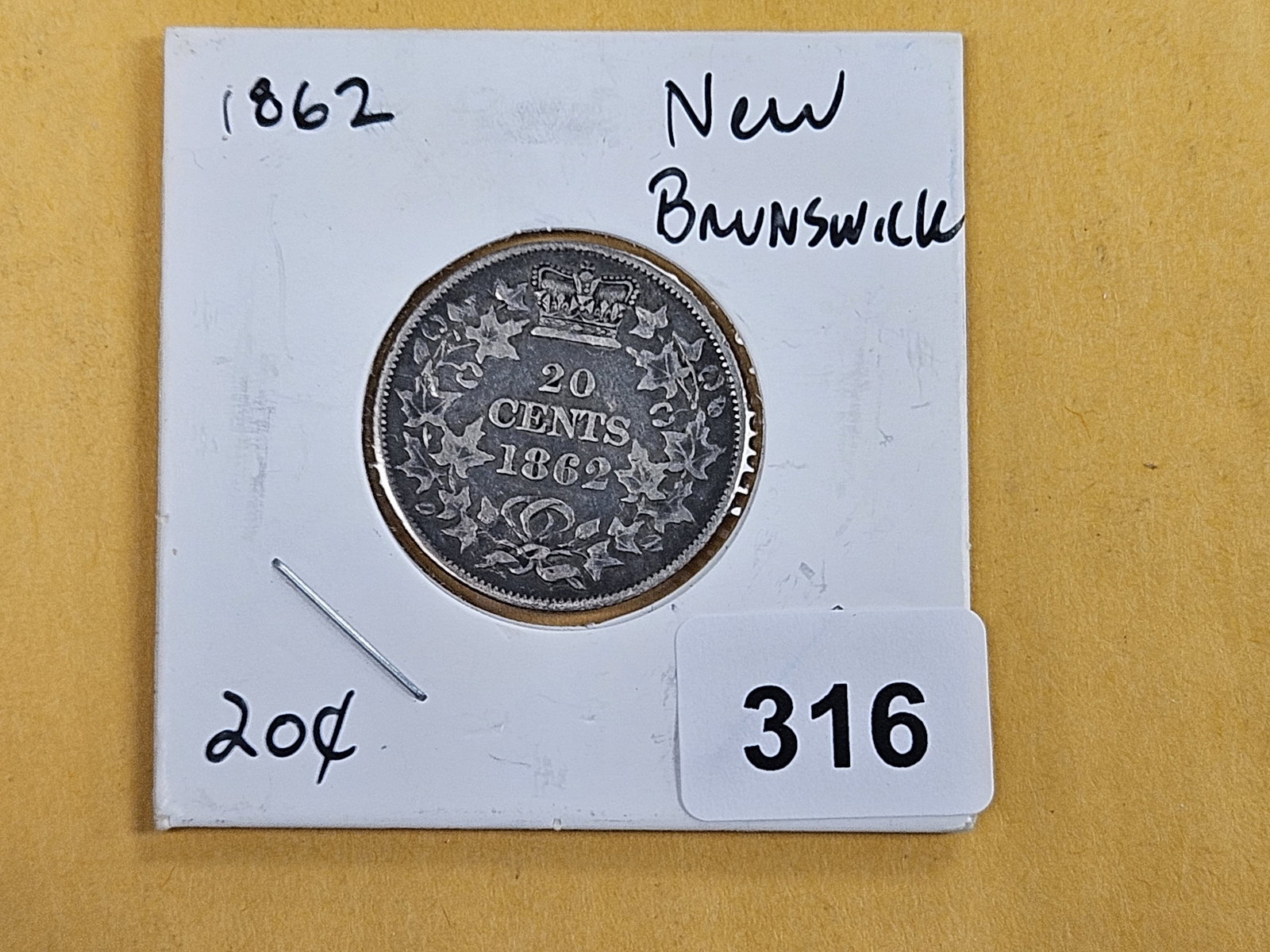 Scarcer 1862 New Brunswick silver 20 cents - 2