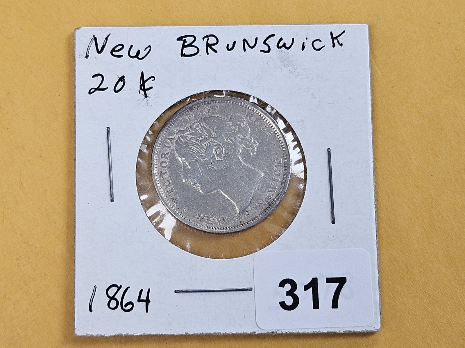 Scarcer 1864 New Brunswick silver 20 cents - 2