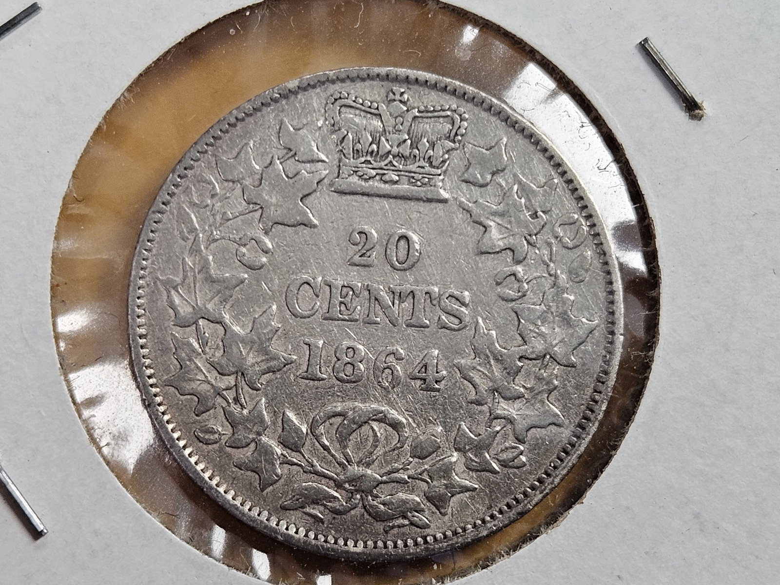 Scarcer 1864 New Brunswick silver 20 cents - 3