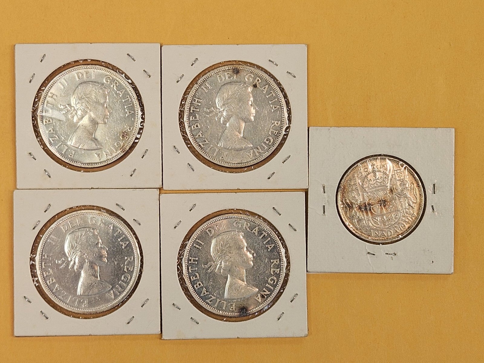 Five Canadian silver coins - 2