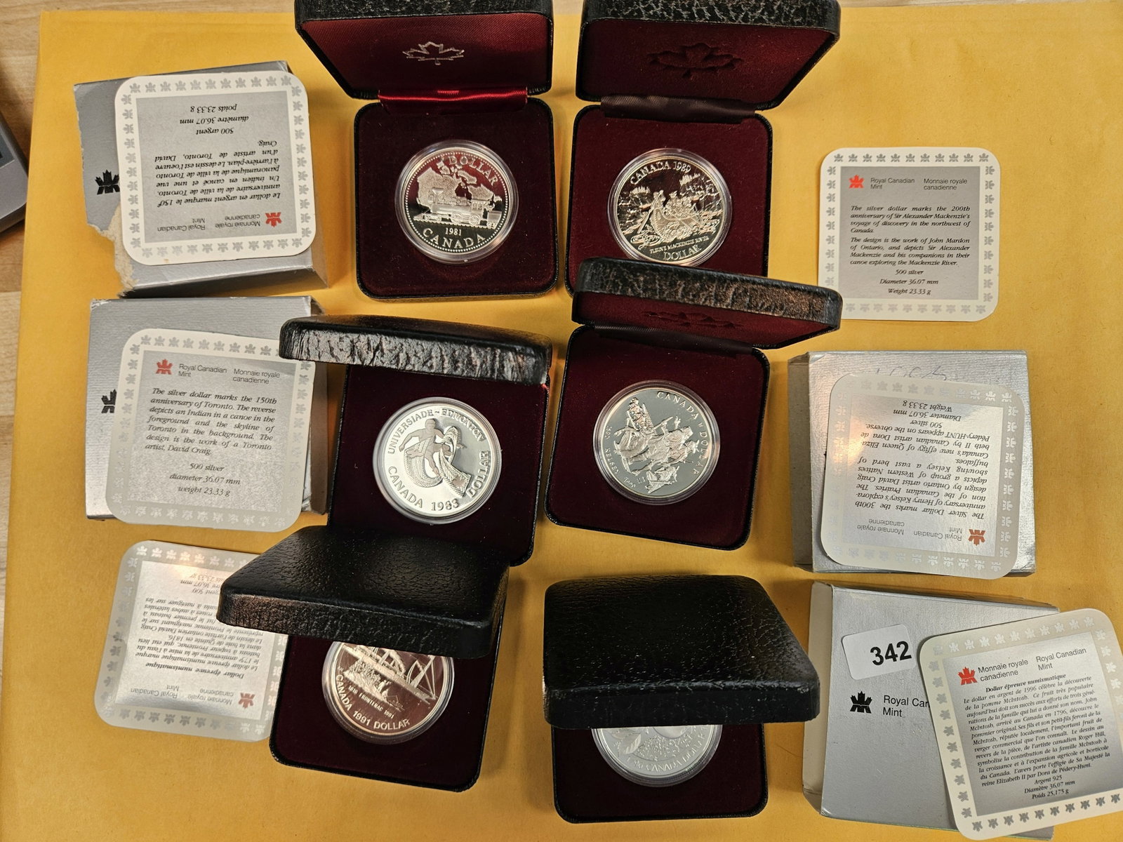 Six mixed Canadian Silver Dollars (1 of 4)